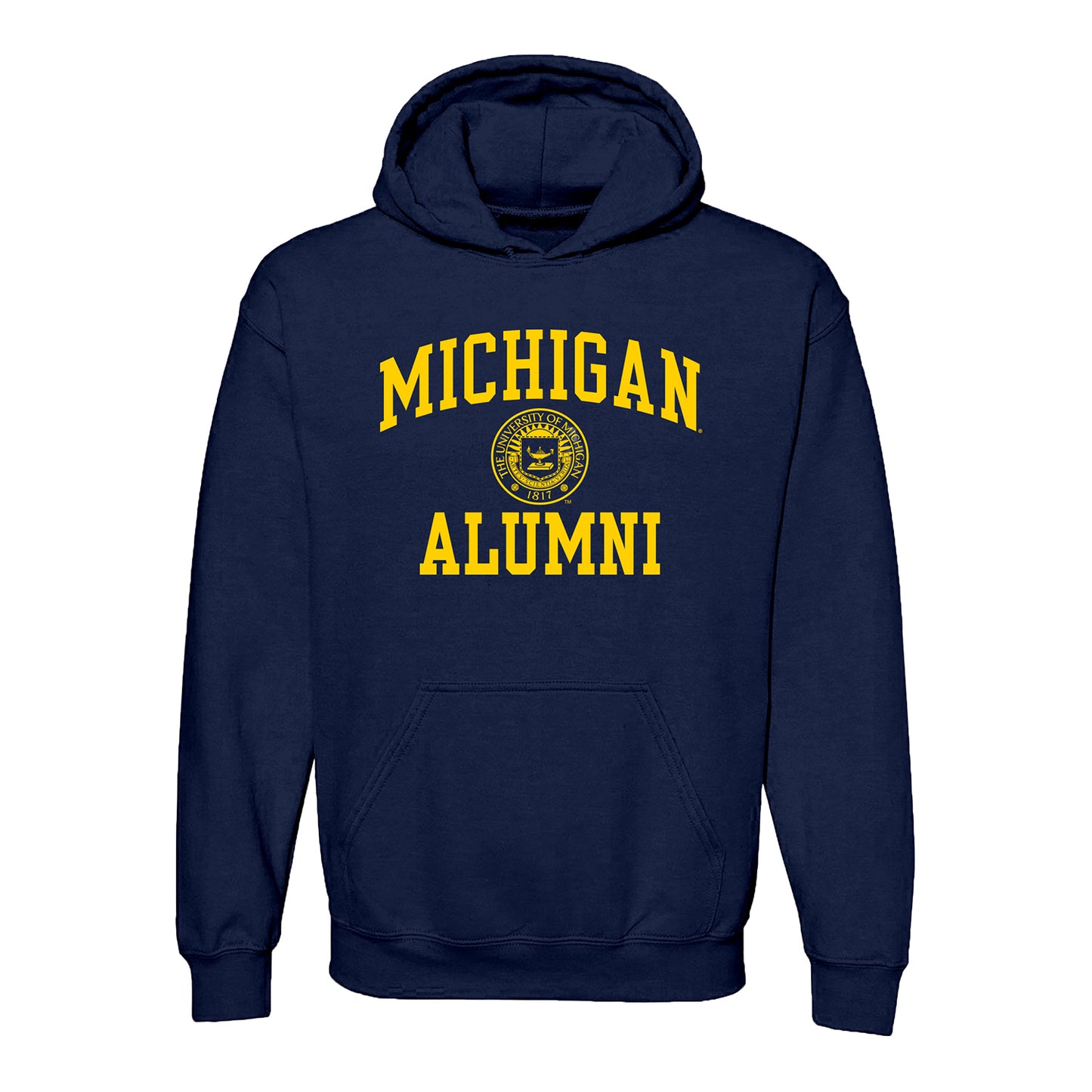 University of Michigan Navy Michigan Alumni Hooded Sweatshirt - Front View