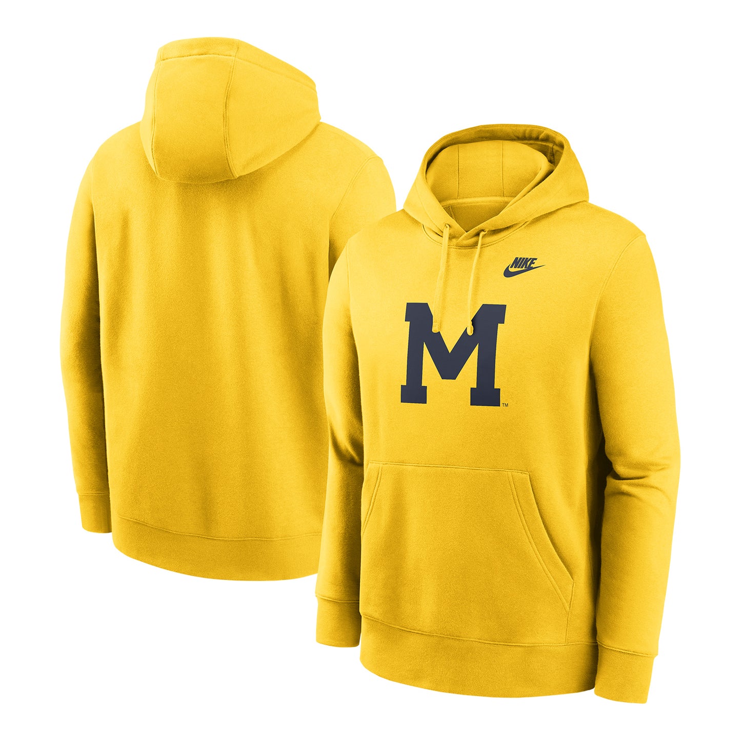 Michigan Wolverines Jordan Maize Club Fleece Hoodie - Front & Back View