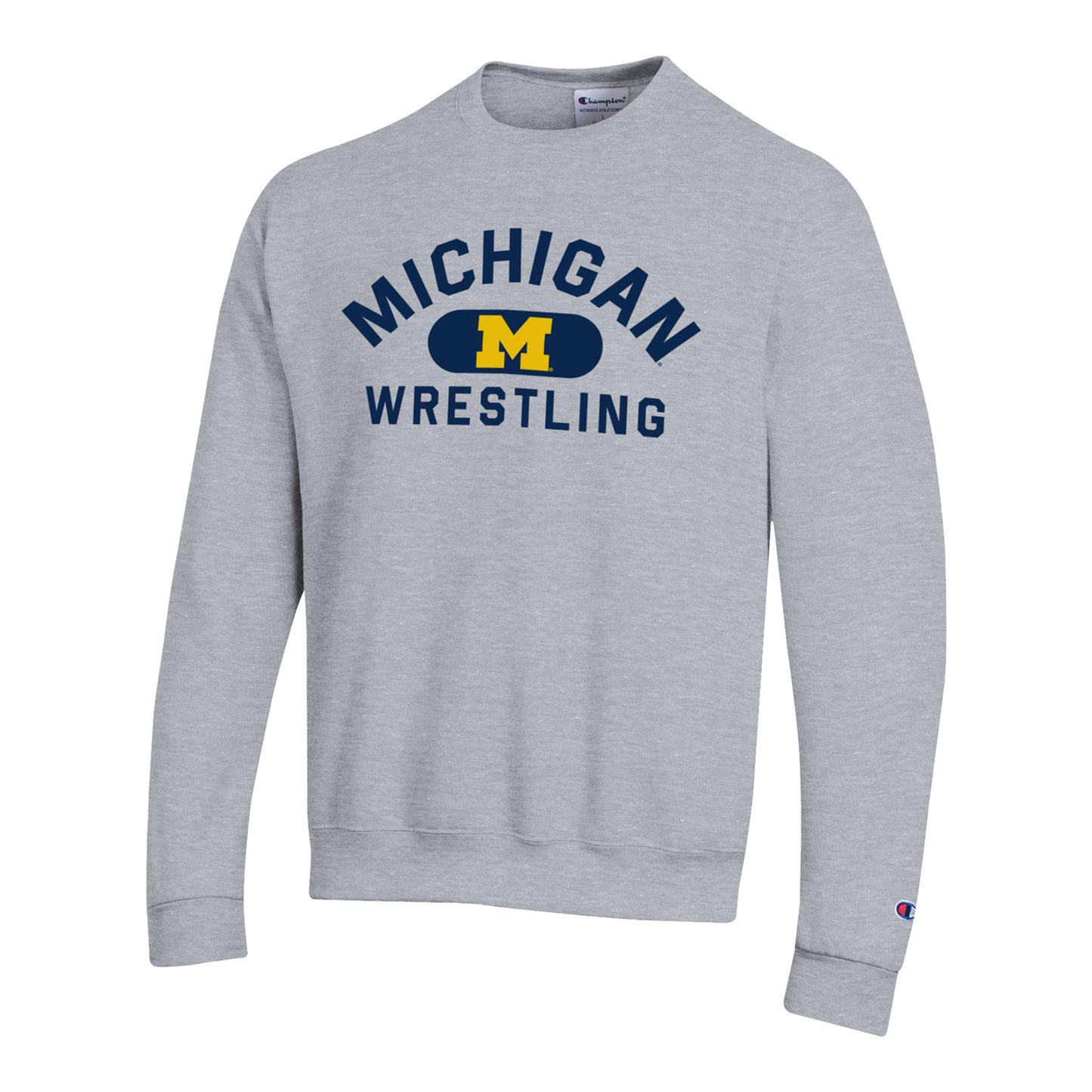 Michigan Wolverines Wrestling Grey Crewneck Sweatshirt In Grey - Front View