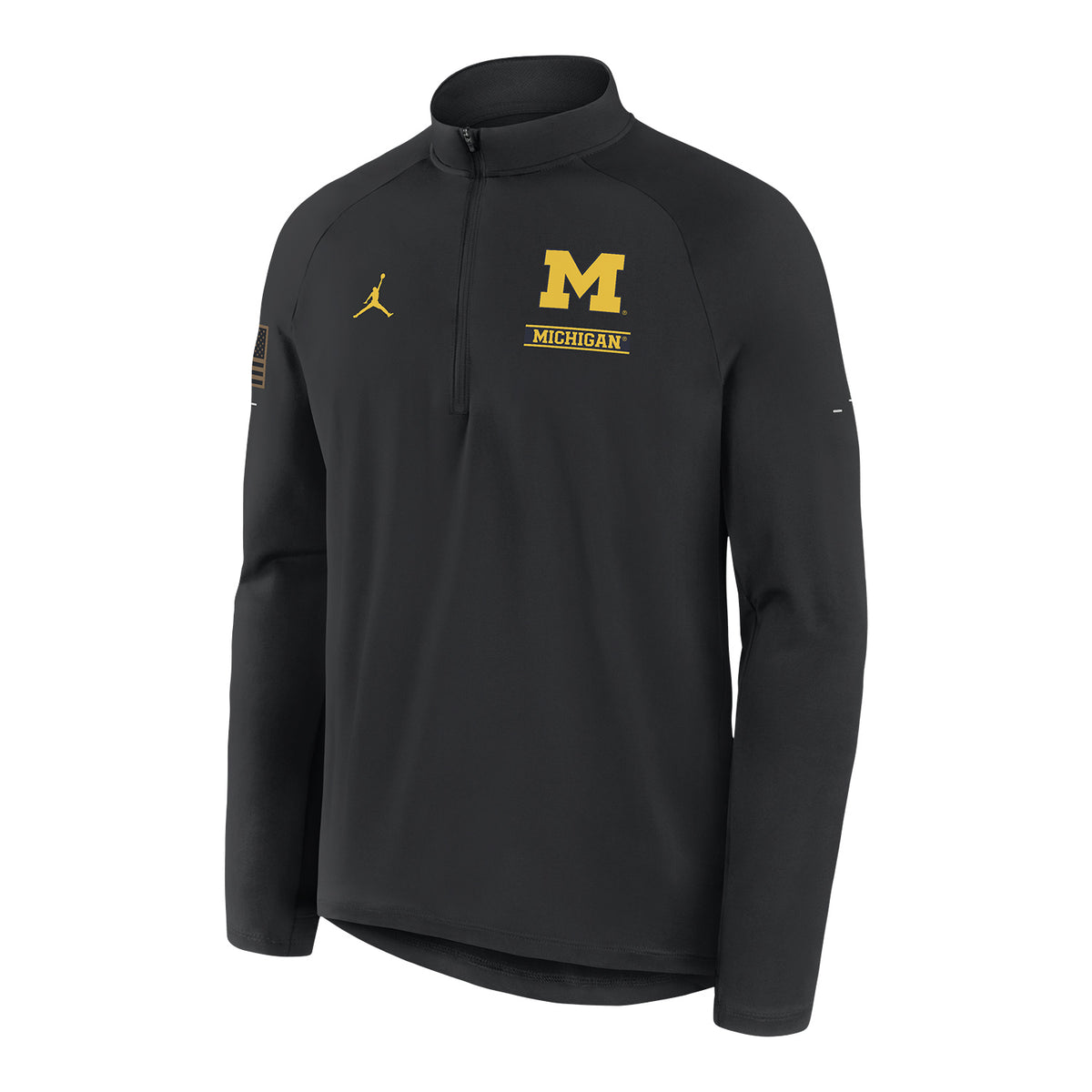 Michigan Wolverines Nike Jordan Black Military Half Zip