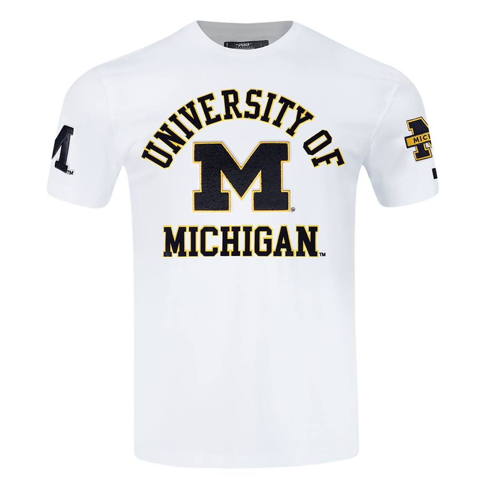 Michigan Wolverines White Pro Standard Arch Logo Sleeve Hits T-Shirt - Front View