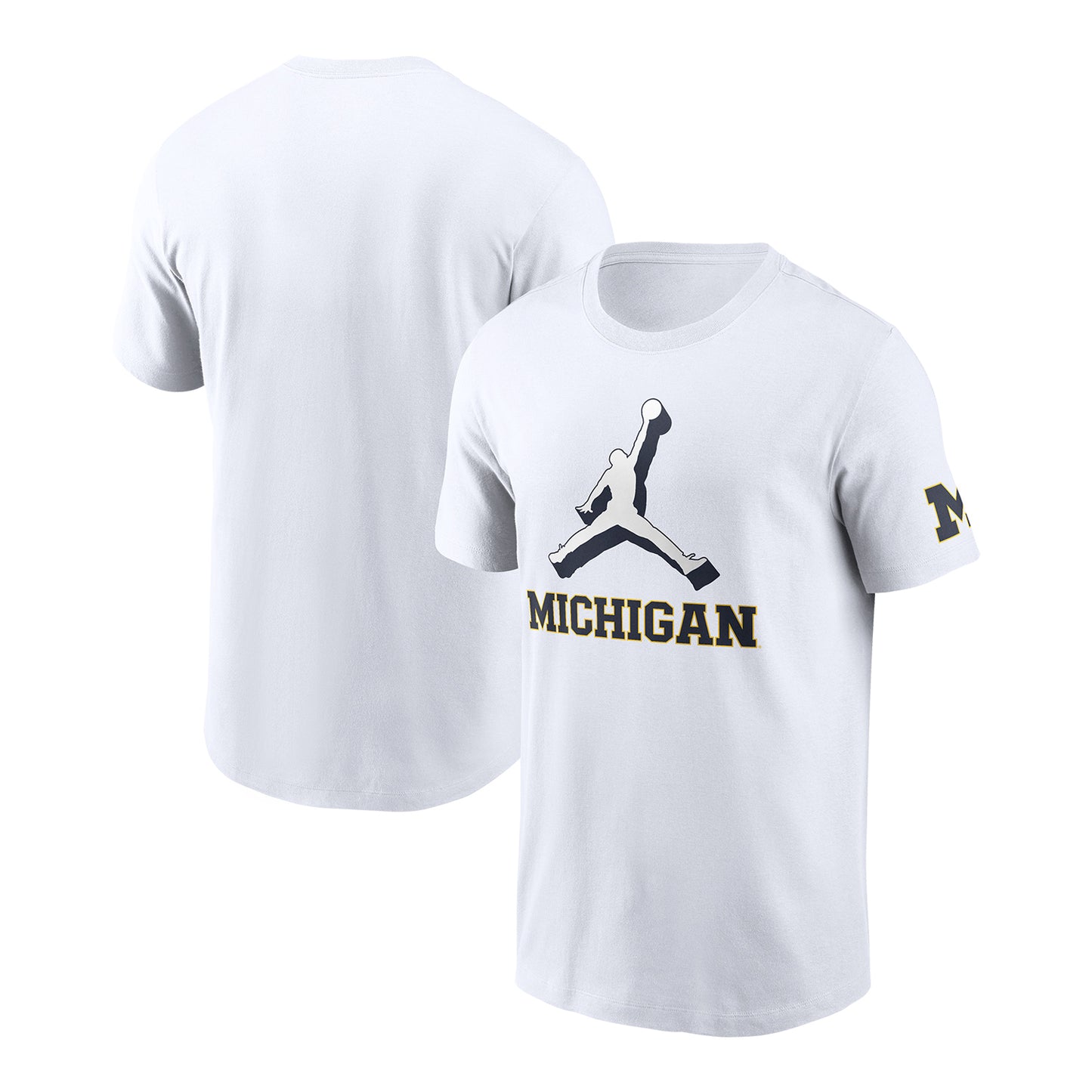 Michigan Wolverines Nike Jordan Jumpman White T-Shirt - Front & Back View