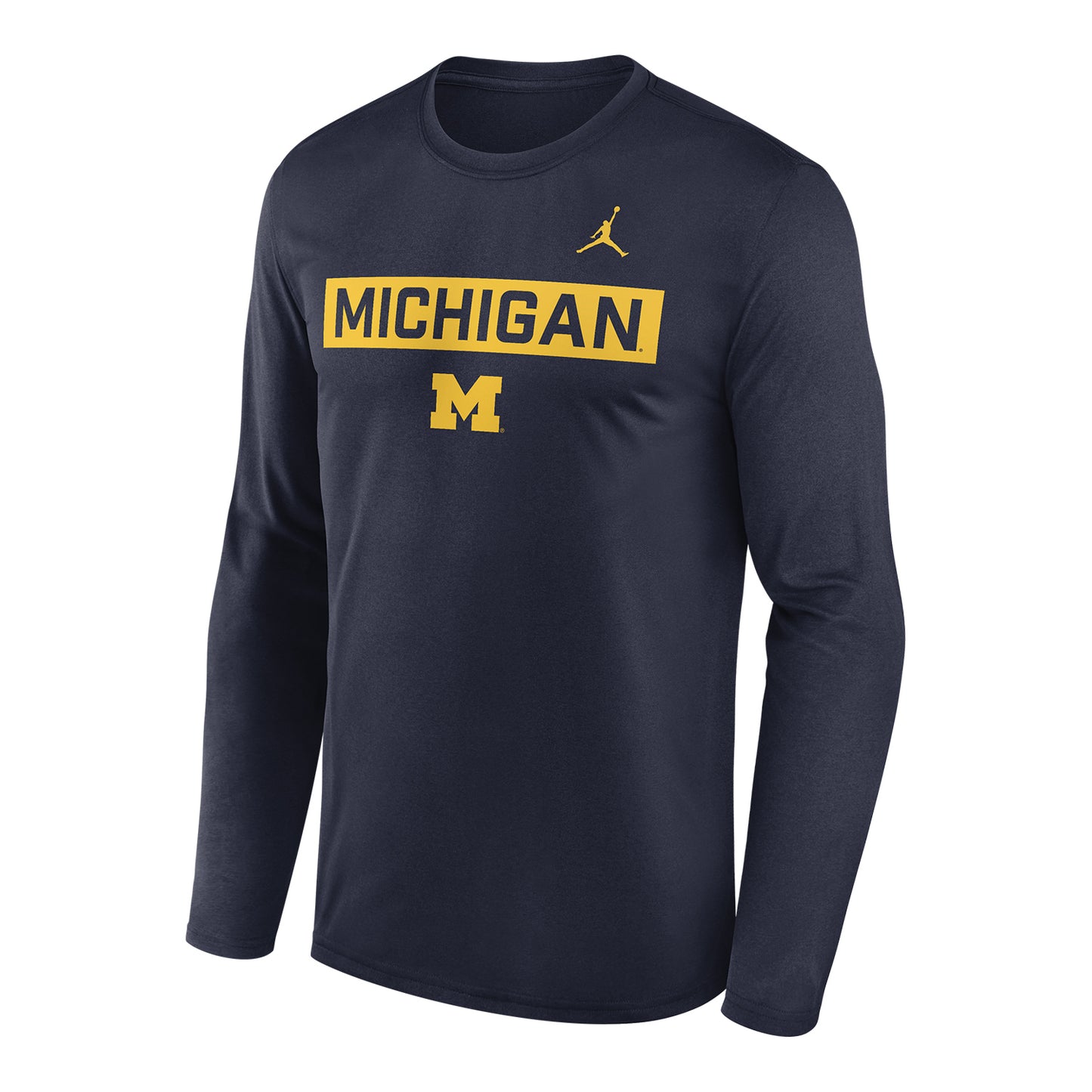 Michigan Wolverines Nike Jordan Legend 2-Hit Long Sleeve T-Shirt In Navy - Front View