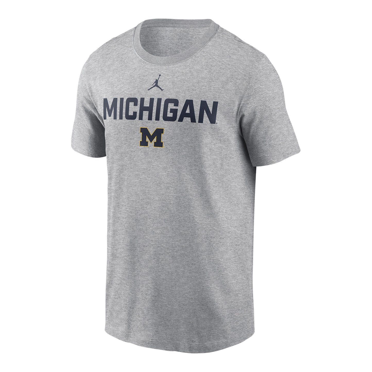 Michigan Wolverines Jordan Cotton 2-Hit Tee In Grey - Front View