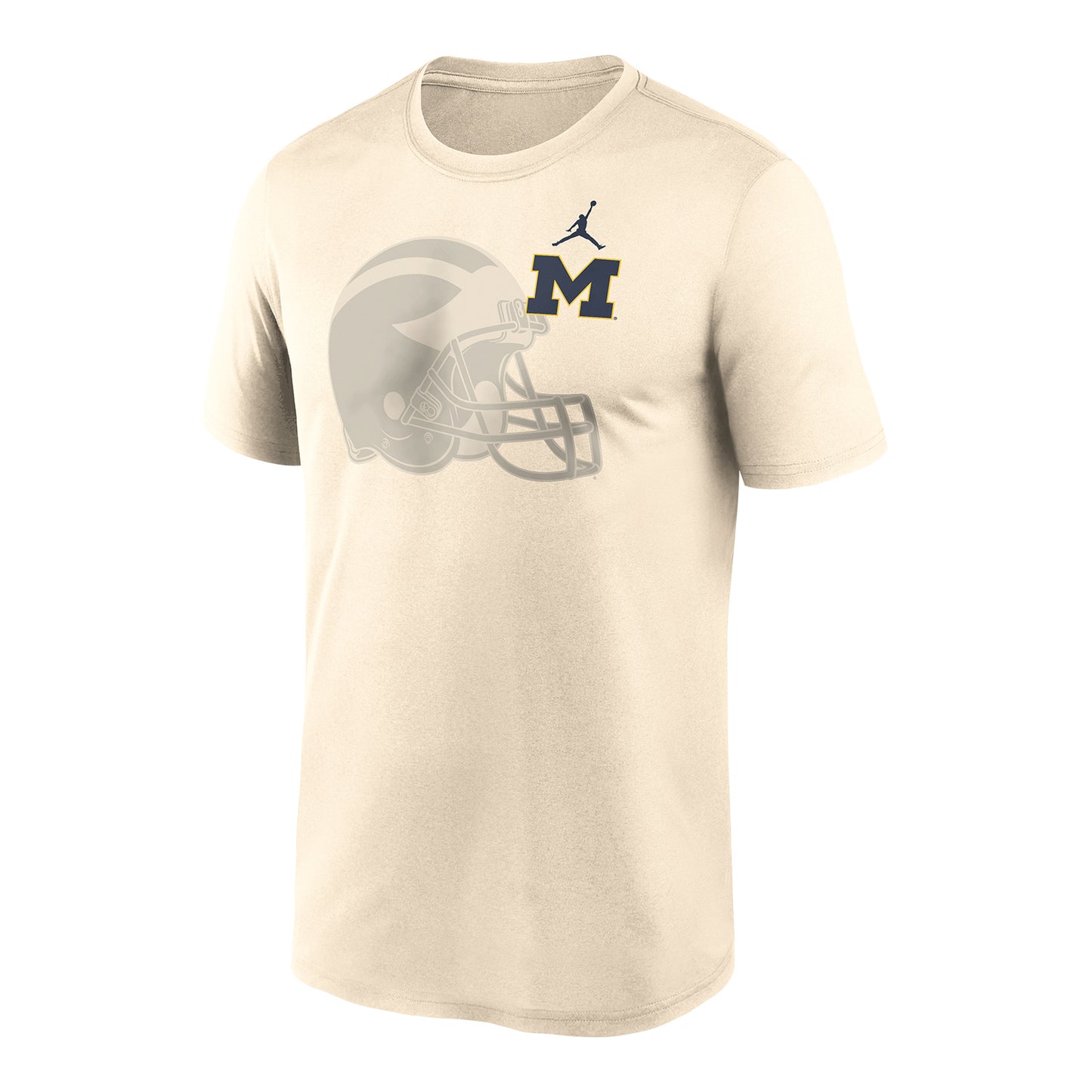 Michigan Wolverines Jordan Legend Shadow Logo Tee In Cream - Front View