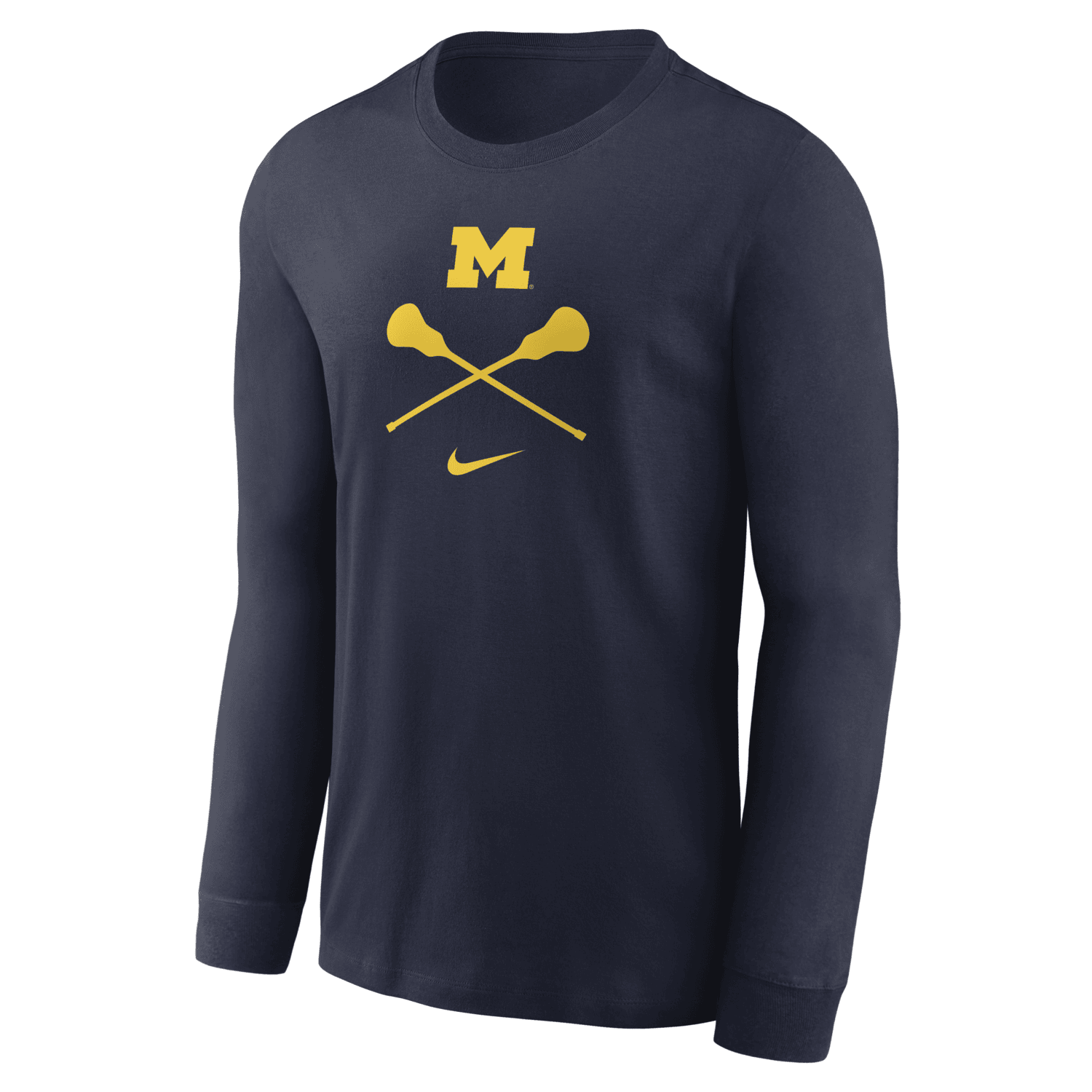 Michigan Wolverines Lacrosse Nike Navy Long Sleeve T-Shirt - Front View