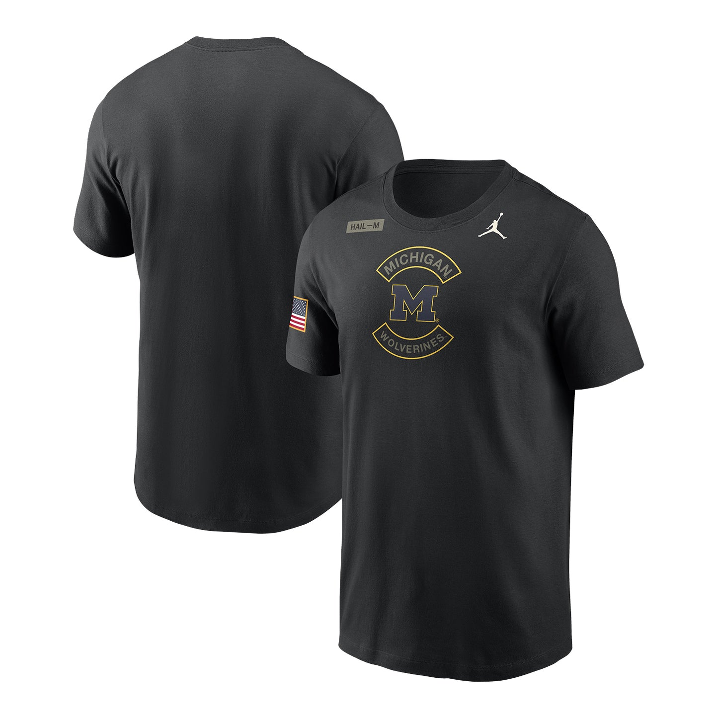 Michigan Wolverines Jordan Military Appreciation Black T-Shirt - Front & Back View