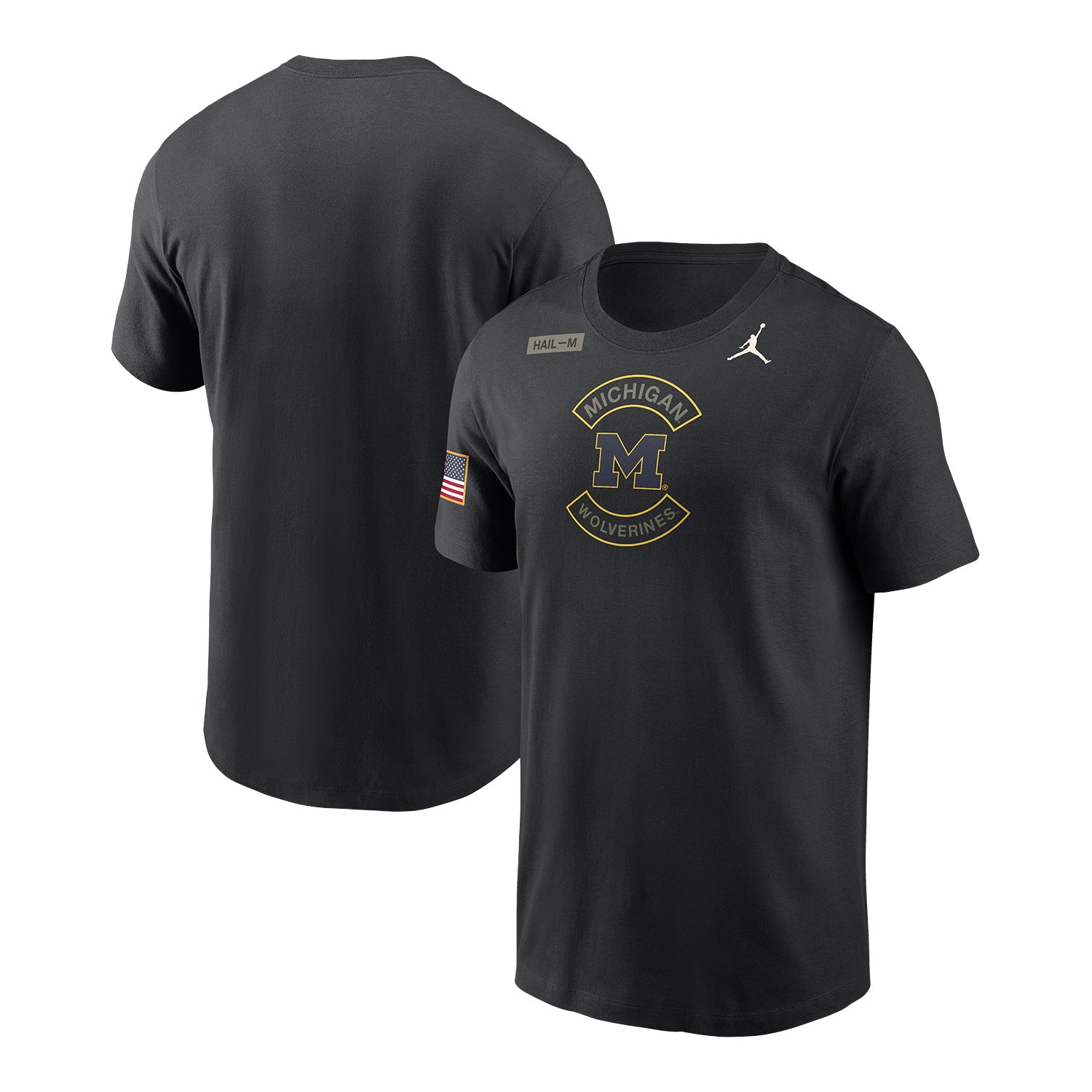 Michigan Wolverines Jordan Military Appreciation Black T-Shirt - Front & Back View