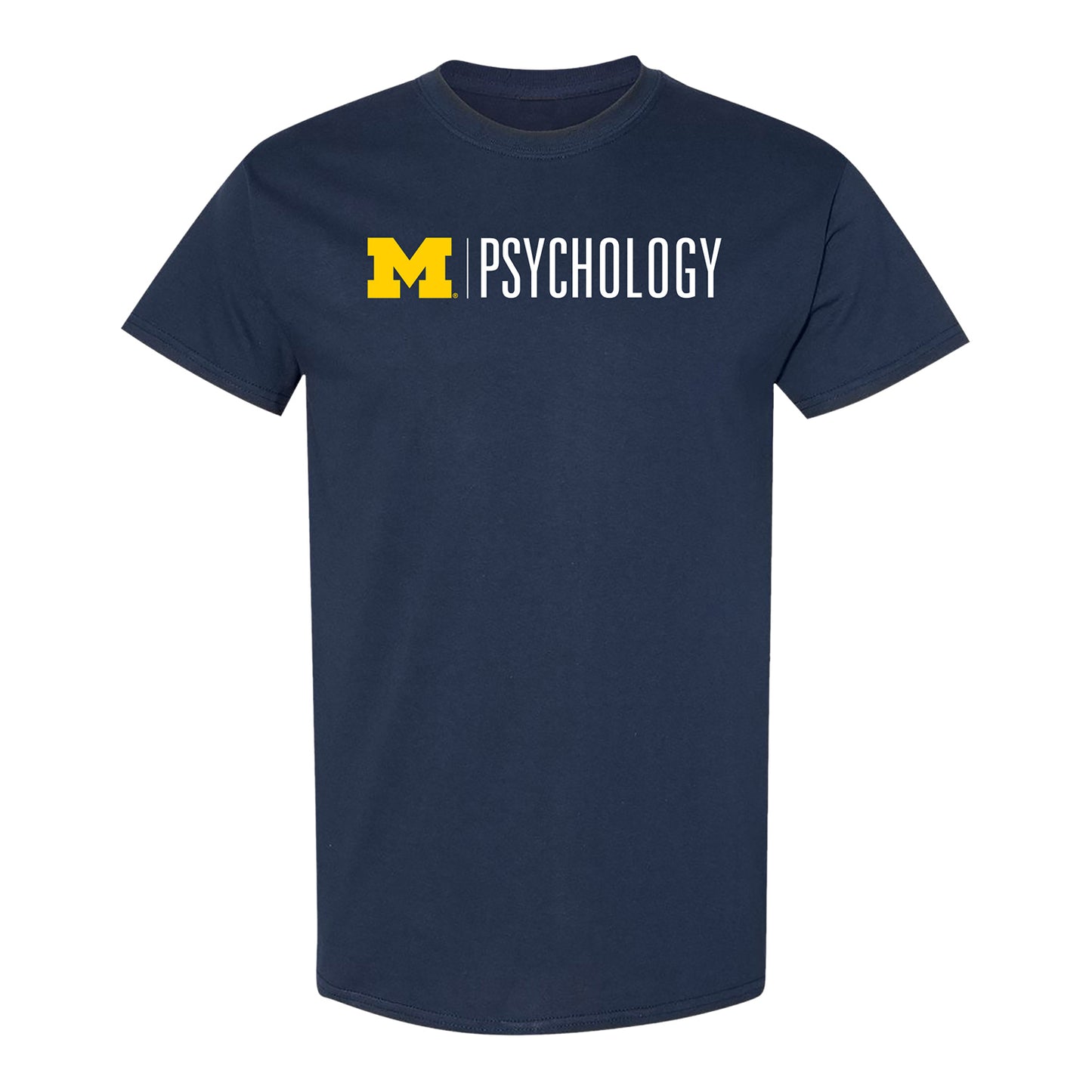University of Michigan Block M Navy Psychology School Tee - Front View