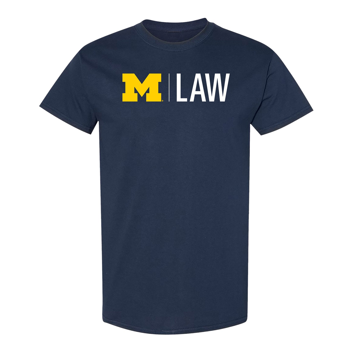 University of Michigan Block M Navy School of Law Tee - Front View