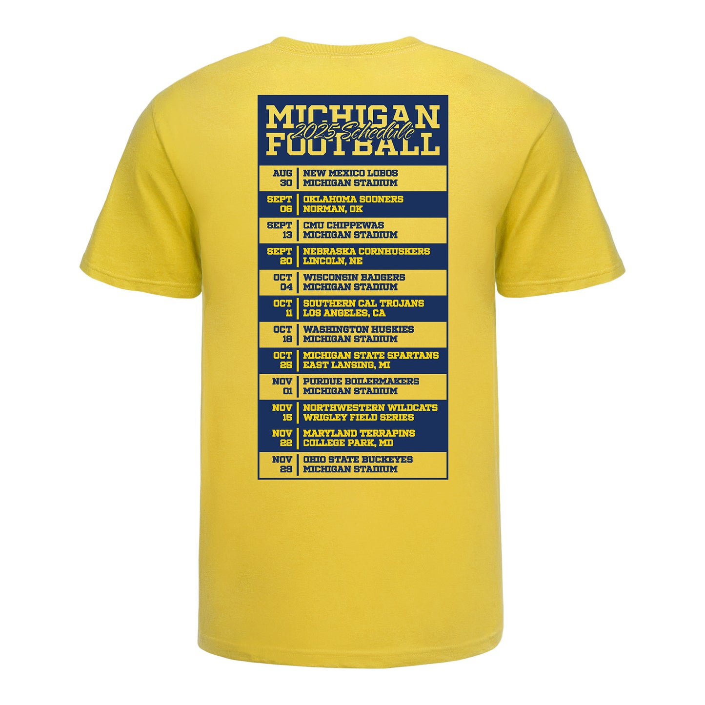 Michigan Wolverines 2025 Football Schedule Tee