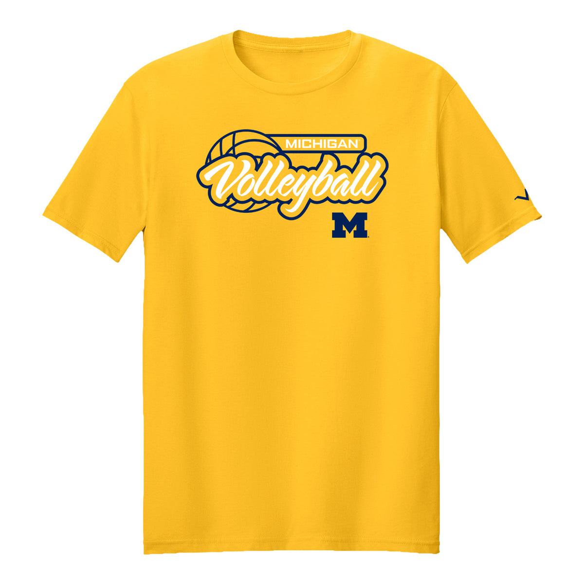 Michigan Wolverines Yellow Script Volleyball T-Shirt