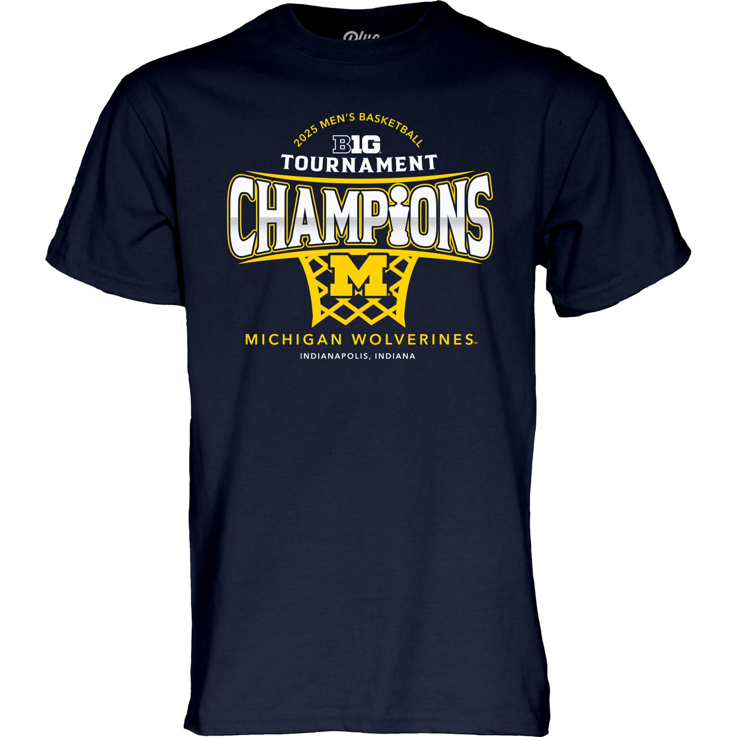 Michigan Wolverines Men's Basketball Big Ten Tournament Champions Tee - Front View