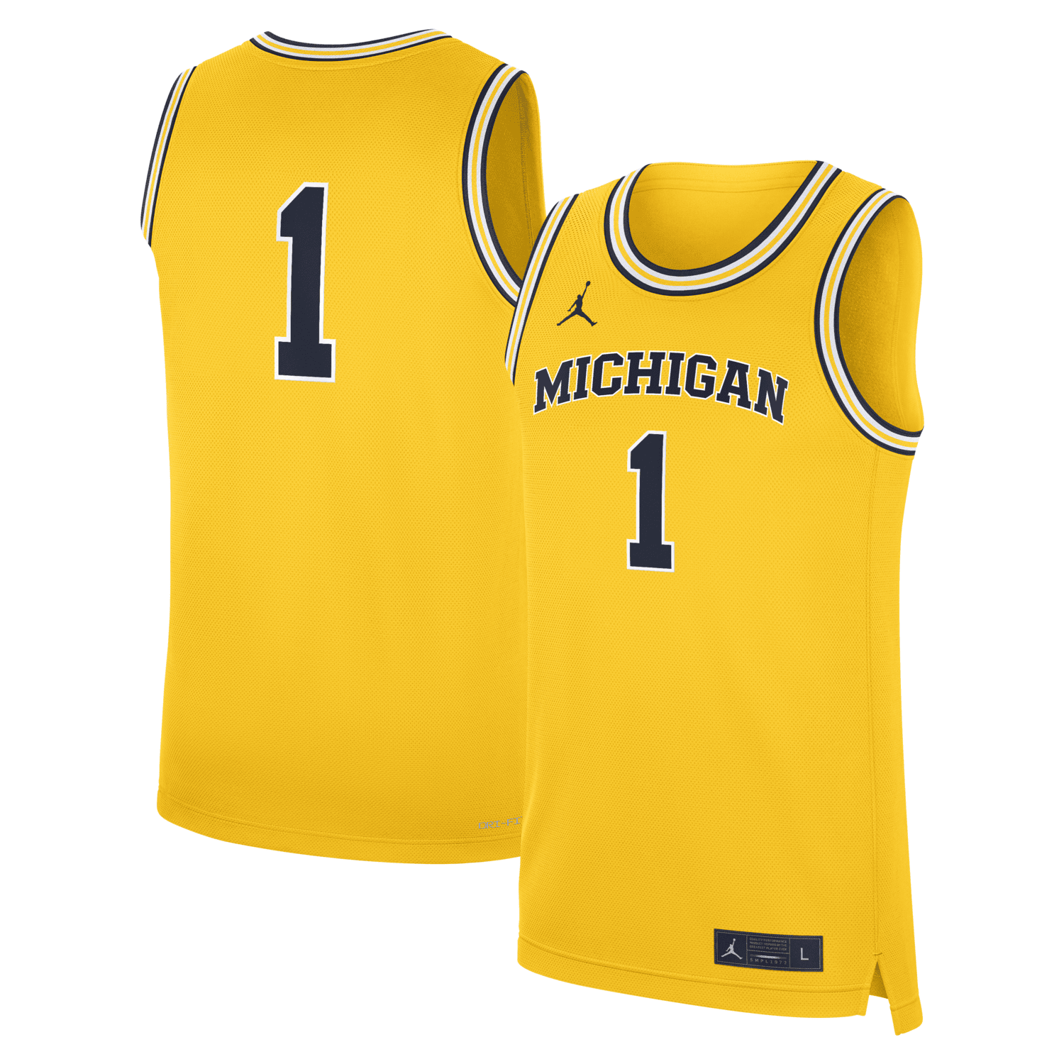 Michigan Wolverines Jordan #1 Basketball Alternate Jersey Michigan Wolverines Jordan #1 Basketball Alternate Jersey