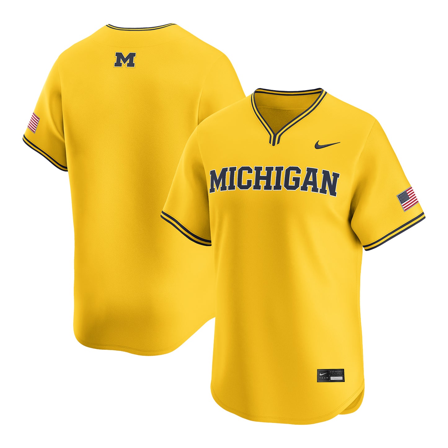 Michigan Wolverines Nike Maize Baseball Jersey - Full View