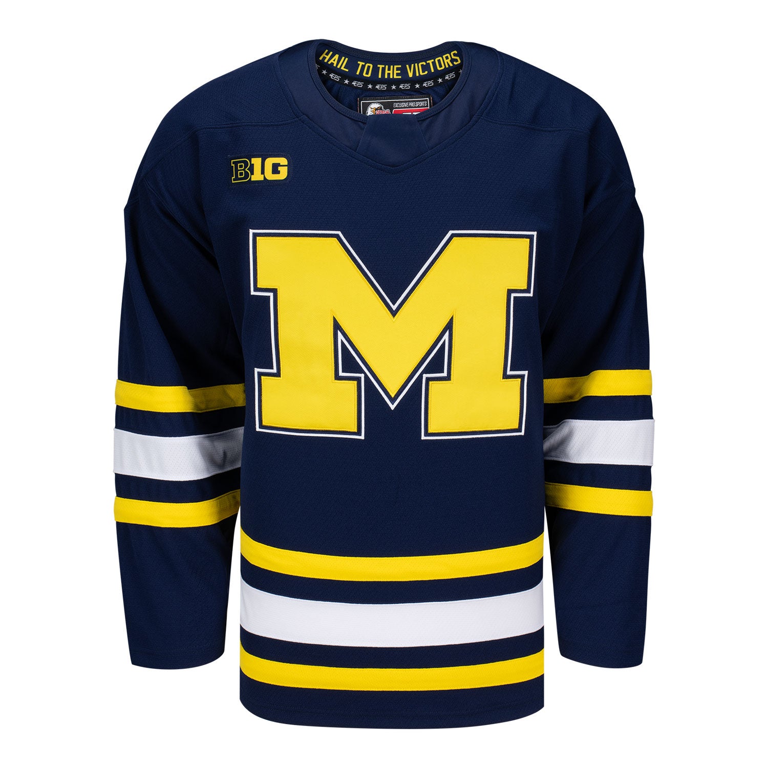 nhl hockey gear Michigan Wolverines Exclusive Pro Sports Men's Replica Blue Hockey Jersey