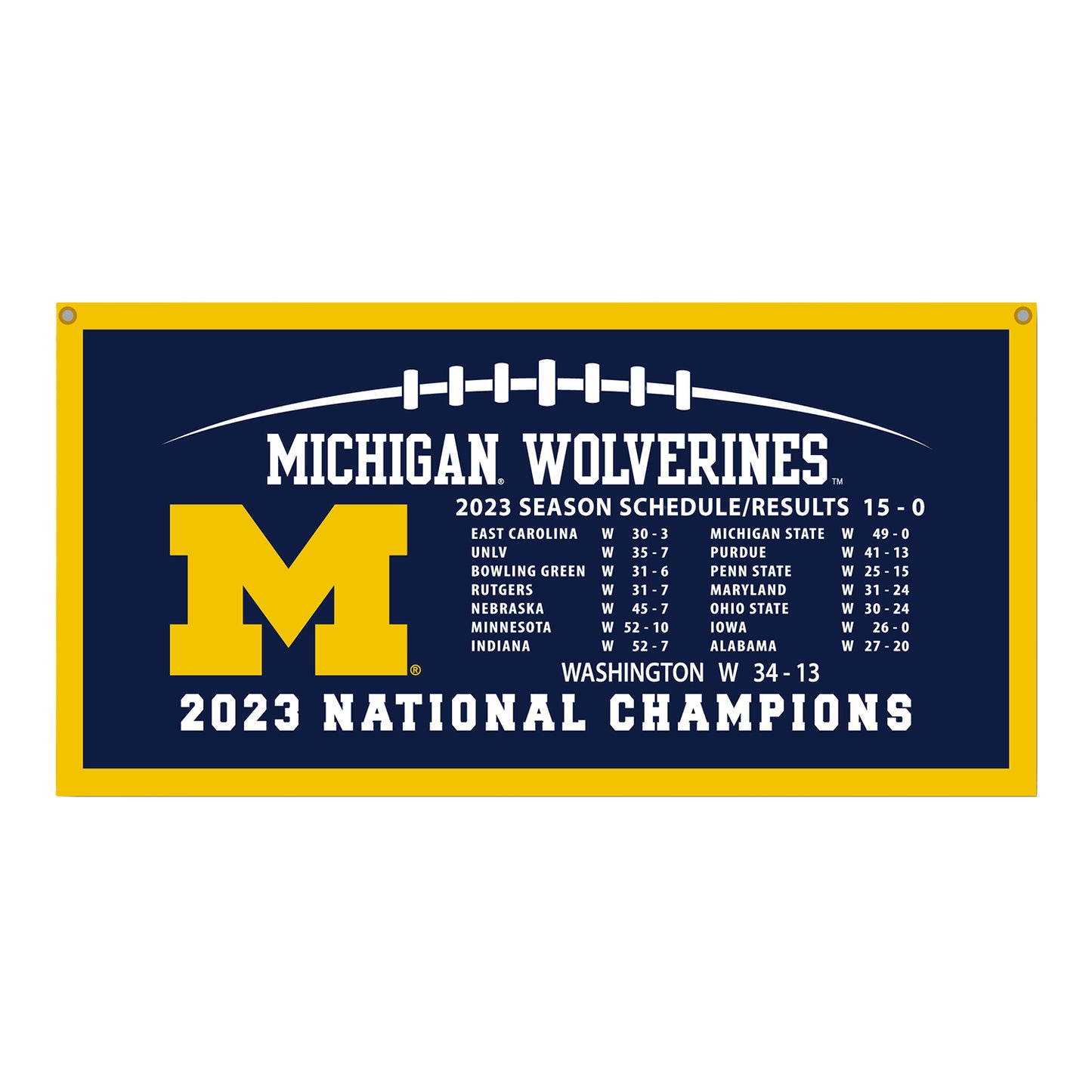 Michigan Wolverines Football 2023 National Champions Banner - Front View