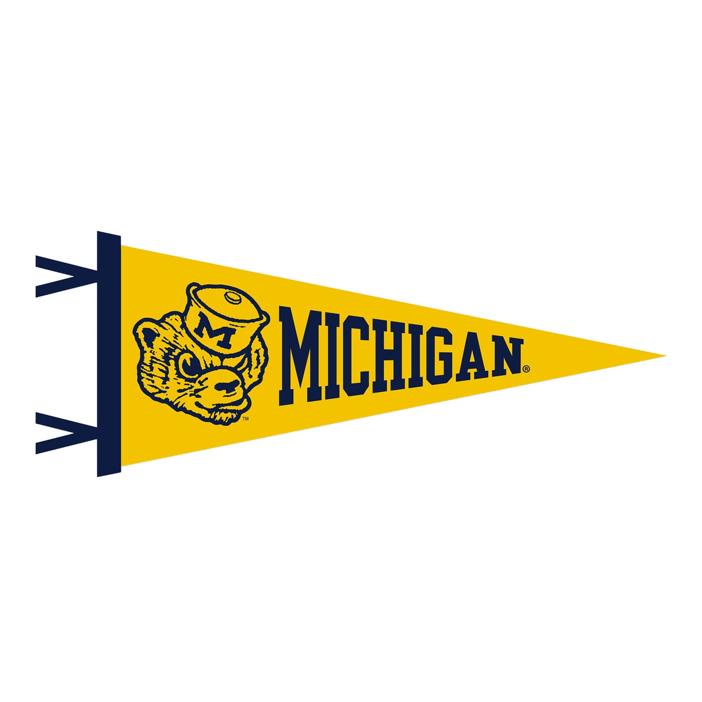 Michigan Wolverines Maize Sailor Hat Logo Pennant - Front View