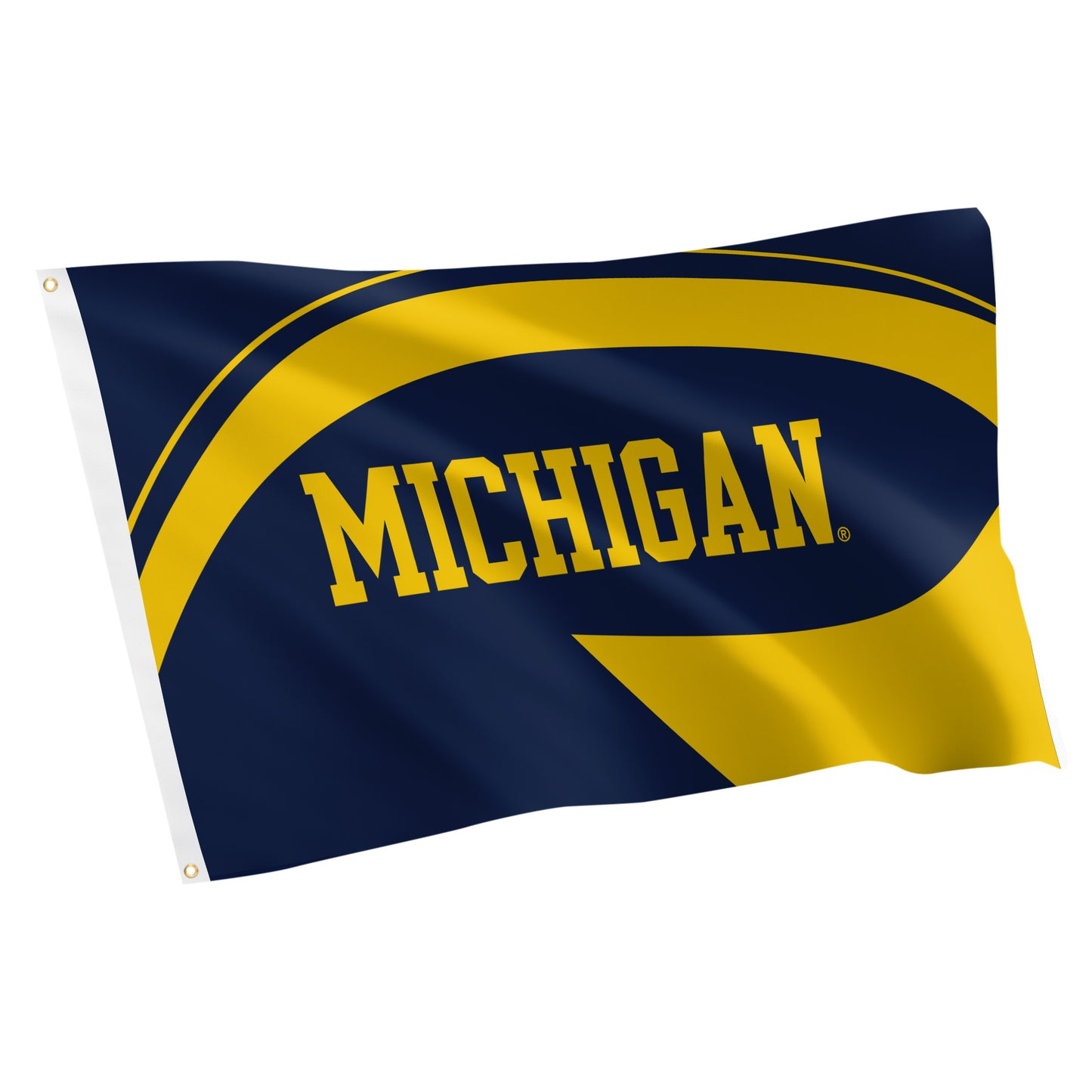 Michigan Wolverines Navy Helmet Wordmark Flag - Front View