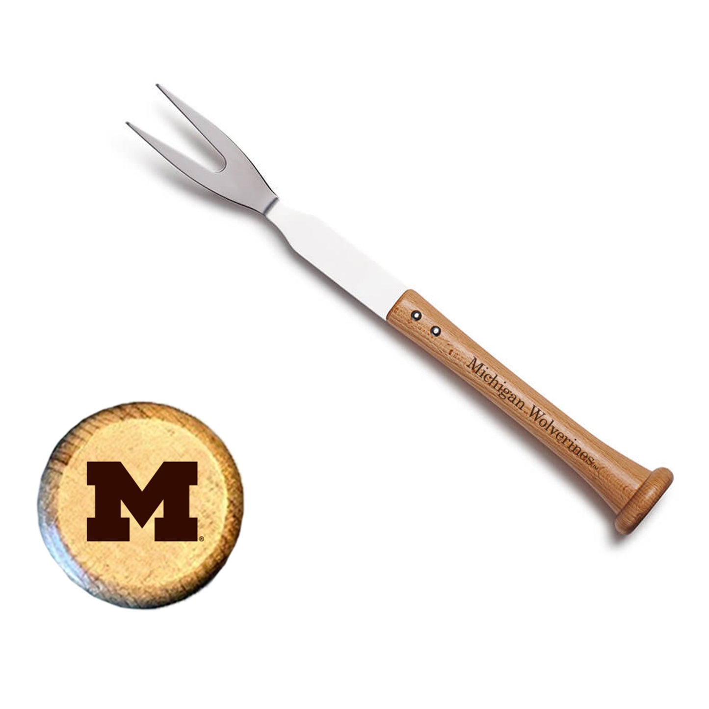 Michigan Wolverines Forkball Barbecue Fork In Brown - Front View