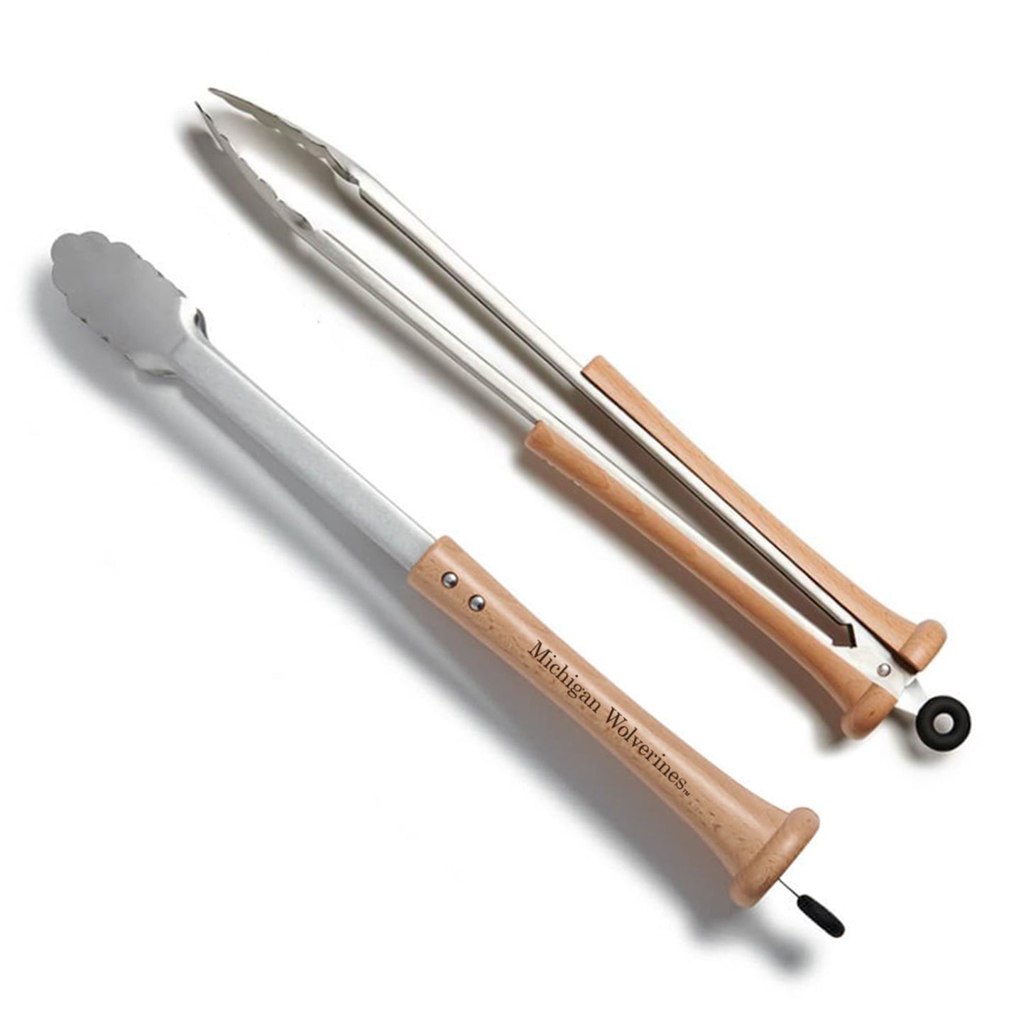 Michigan Wolverines Barbecue Splitfinger Tongs In Brown - Front View
