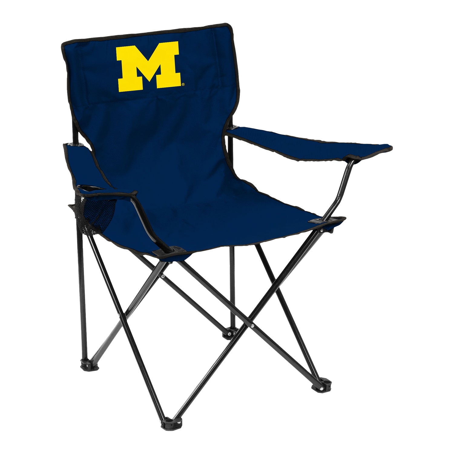 Michigan Wolverines Quad Outdoor Folding Chair In Navy - Front View
