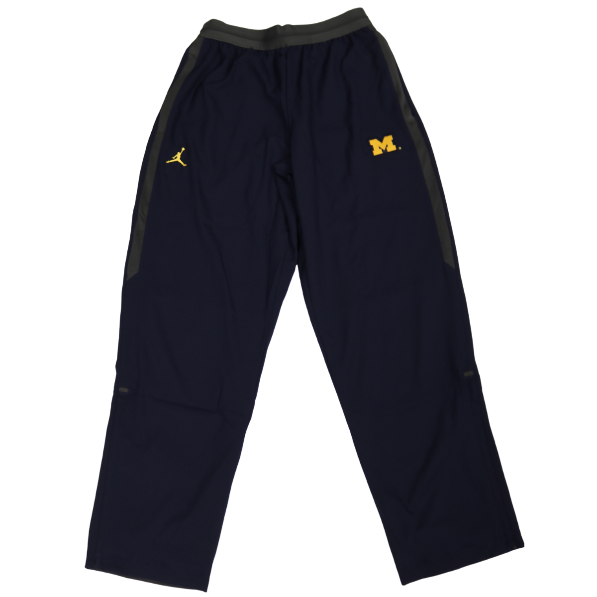 Nike Air Jordan Michigan Wolverines Navy Grey Windbreaker Pants - Front View