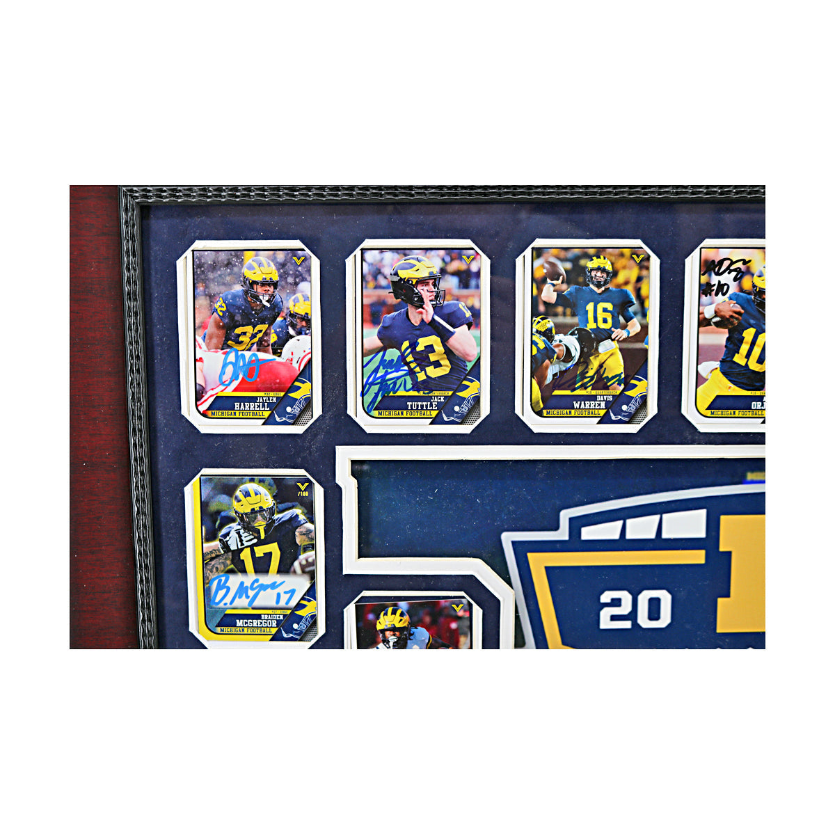 Michigan Wolverines Autographed Signed 28 Card 2023 National Champions Framed 24" x 28" Collage - Signed Players View