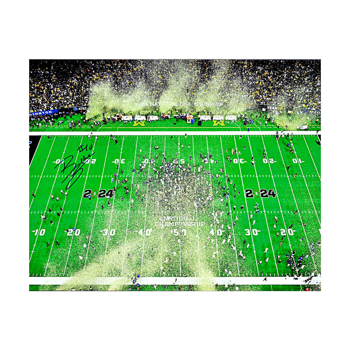 Zeke Berry Michigan Wolverines Autographed Signed National Championship Game in Blue 8x10 Photo (CX Champions Circle LOA) - Front View