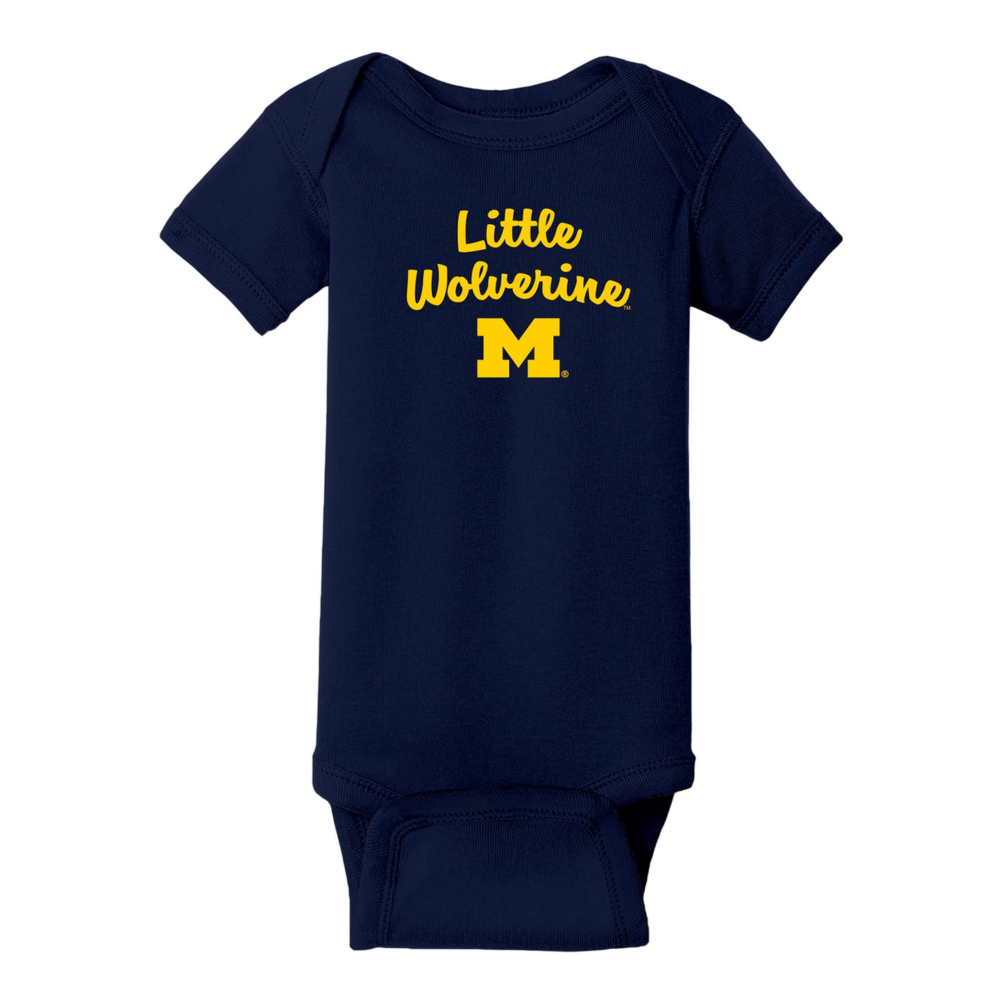Michigan Wolverines Infant Little Wolverine Creeper Shirt In Blue - Front View