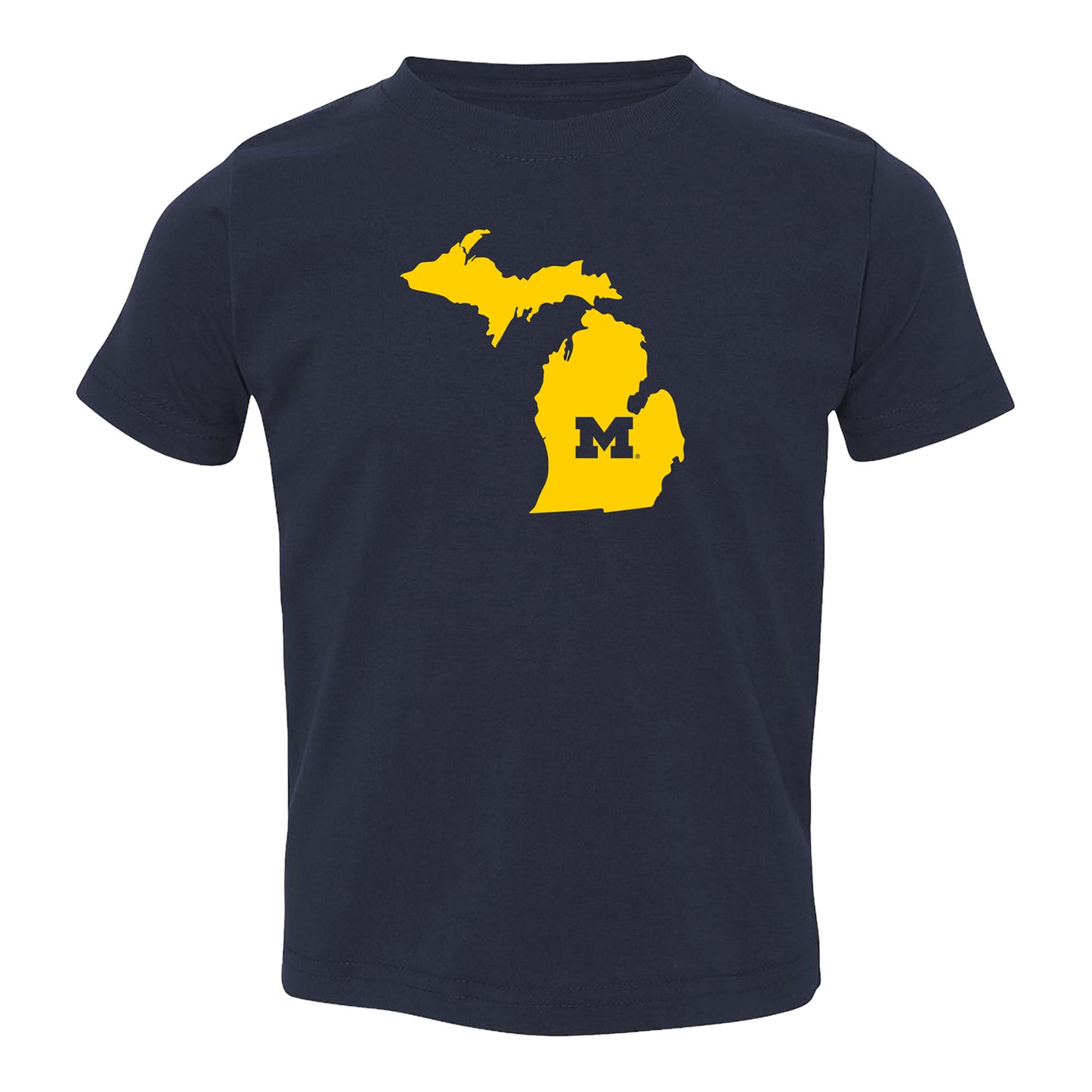 Michigan Wolverines Toddler State Outline Navy T-Shirt - Front View