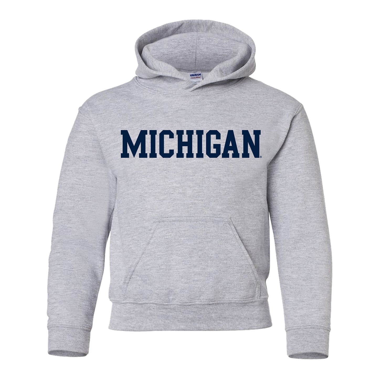 Michigan Wolverines Youth Gray Block Hoodie - Front View 2