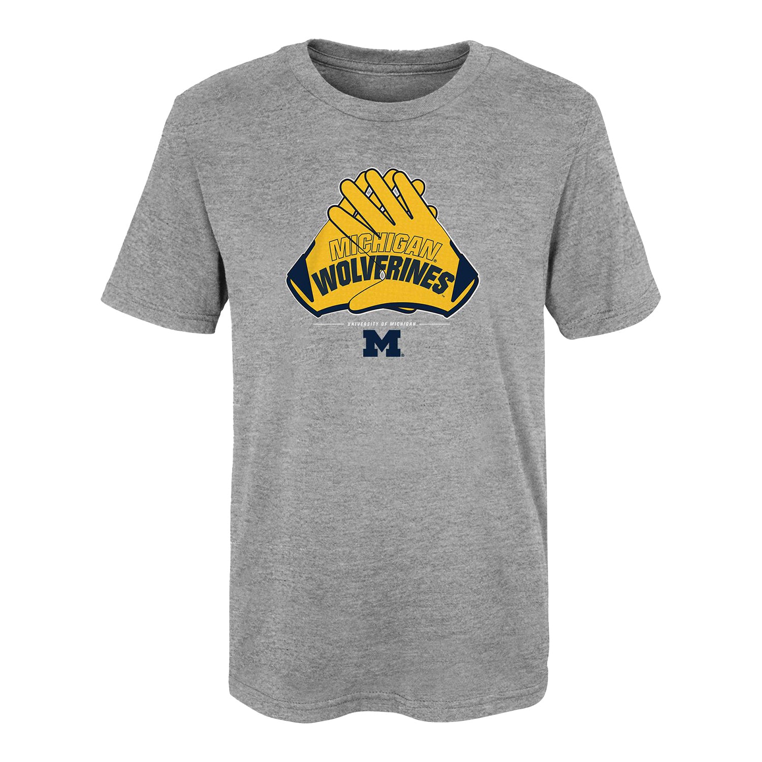 Michigan Wolverines Youth Outerstuff Gloves Wordmark T-Shirt - Front View