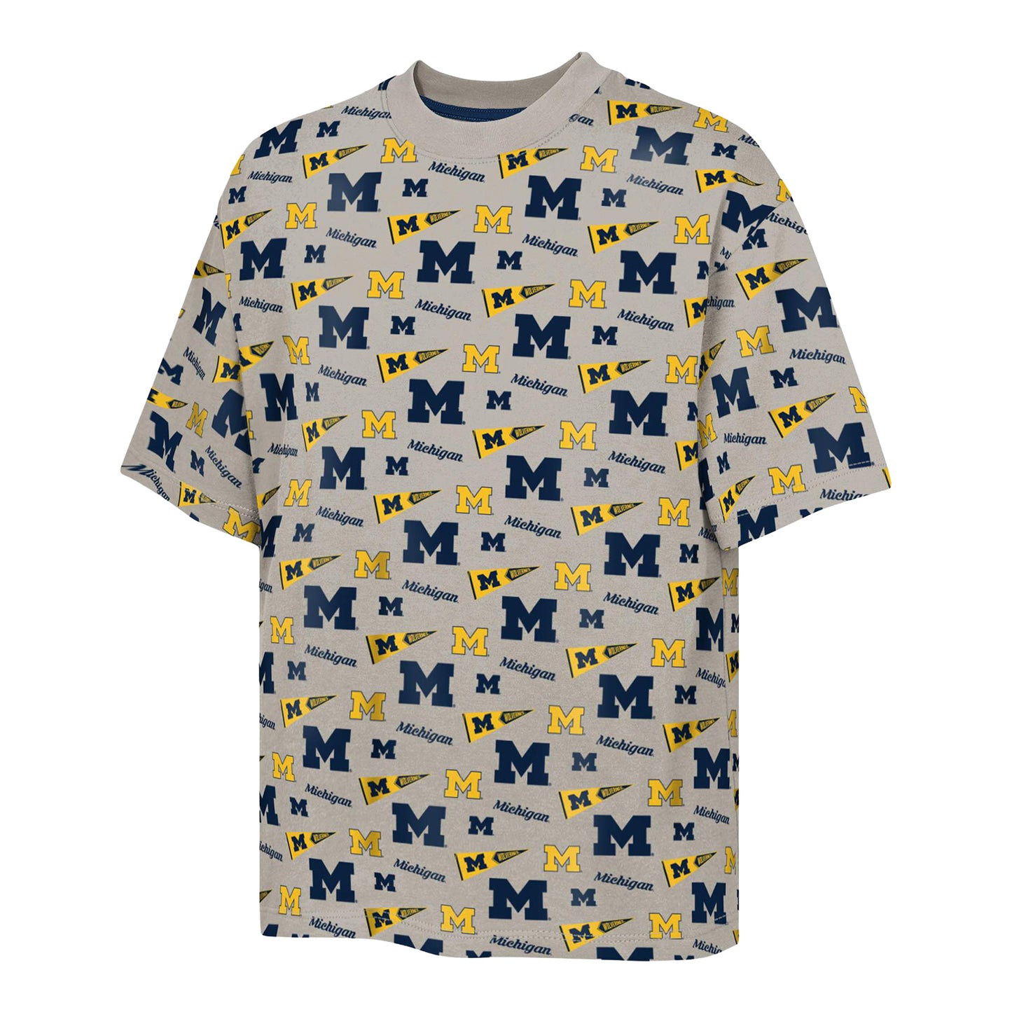 Michigan Wolverines Youth Cream Scramble Crewneck T-Shirt - Front View