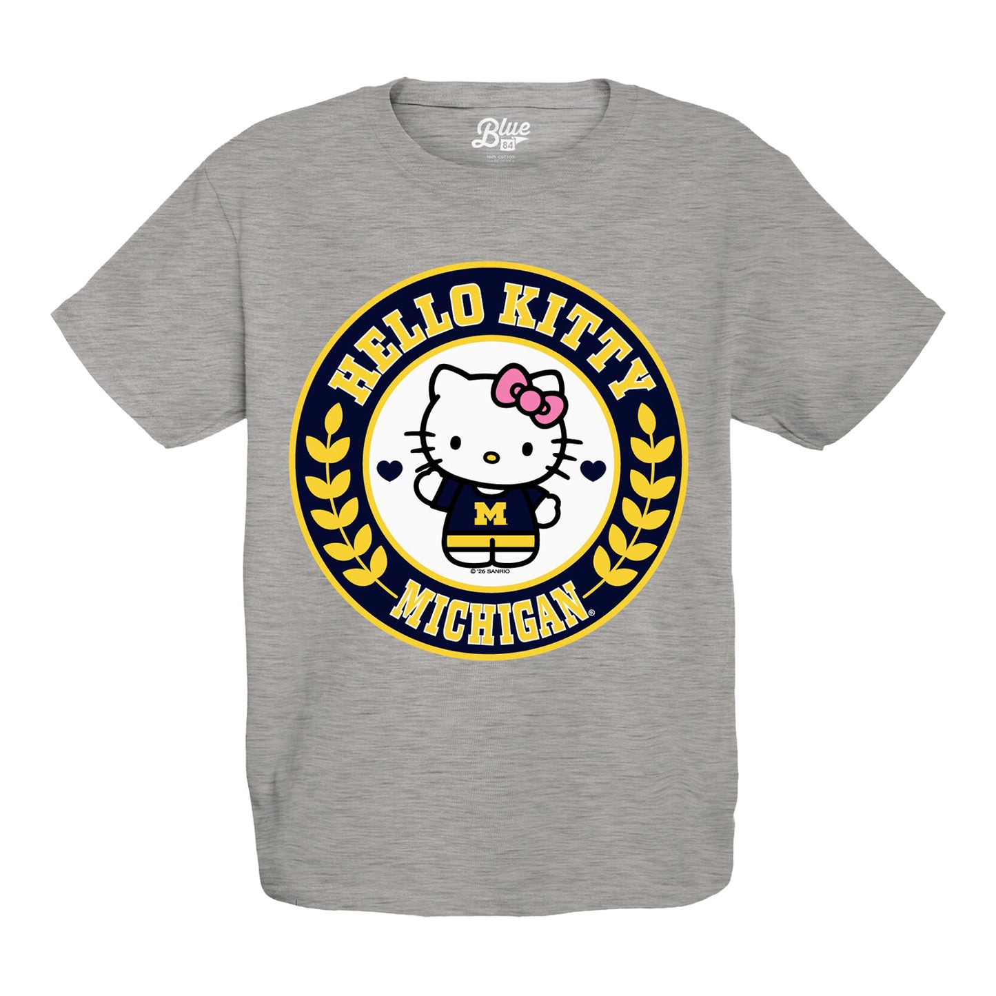 Michigan Wolverines Youth Grey Hello Kitty T-Shirt