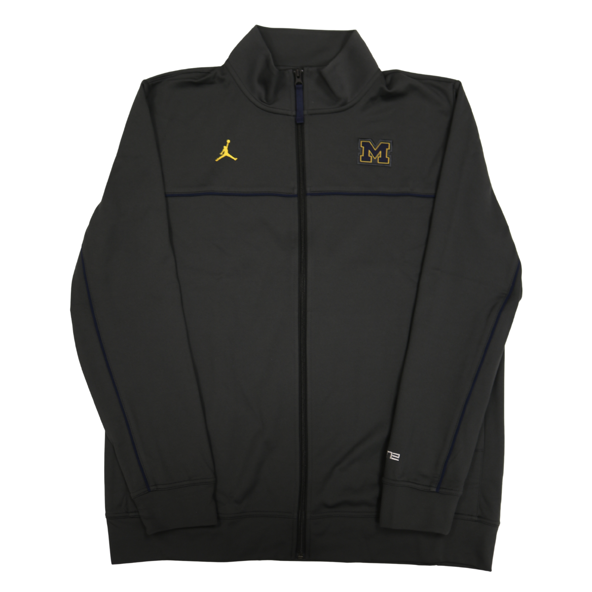 Nike Air Jordan Michigan Wolverines Dark Grey Navy Logo Zip-Up - Front View