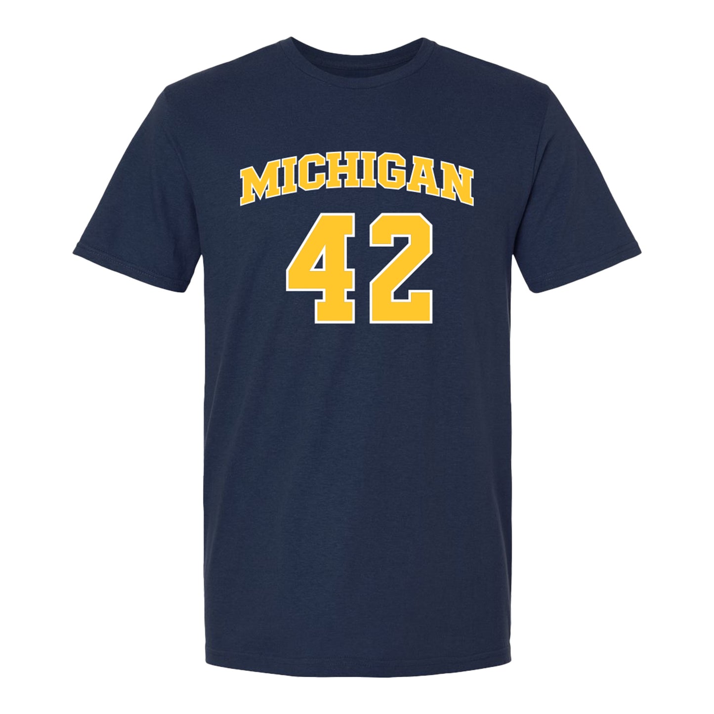 Michigan Wolverines Men's Basketball Student Athlete #42 Will Tschetter T-Shirt - Front View