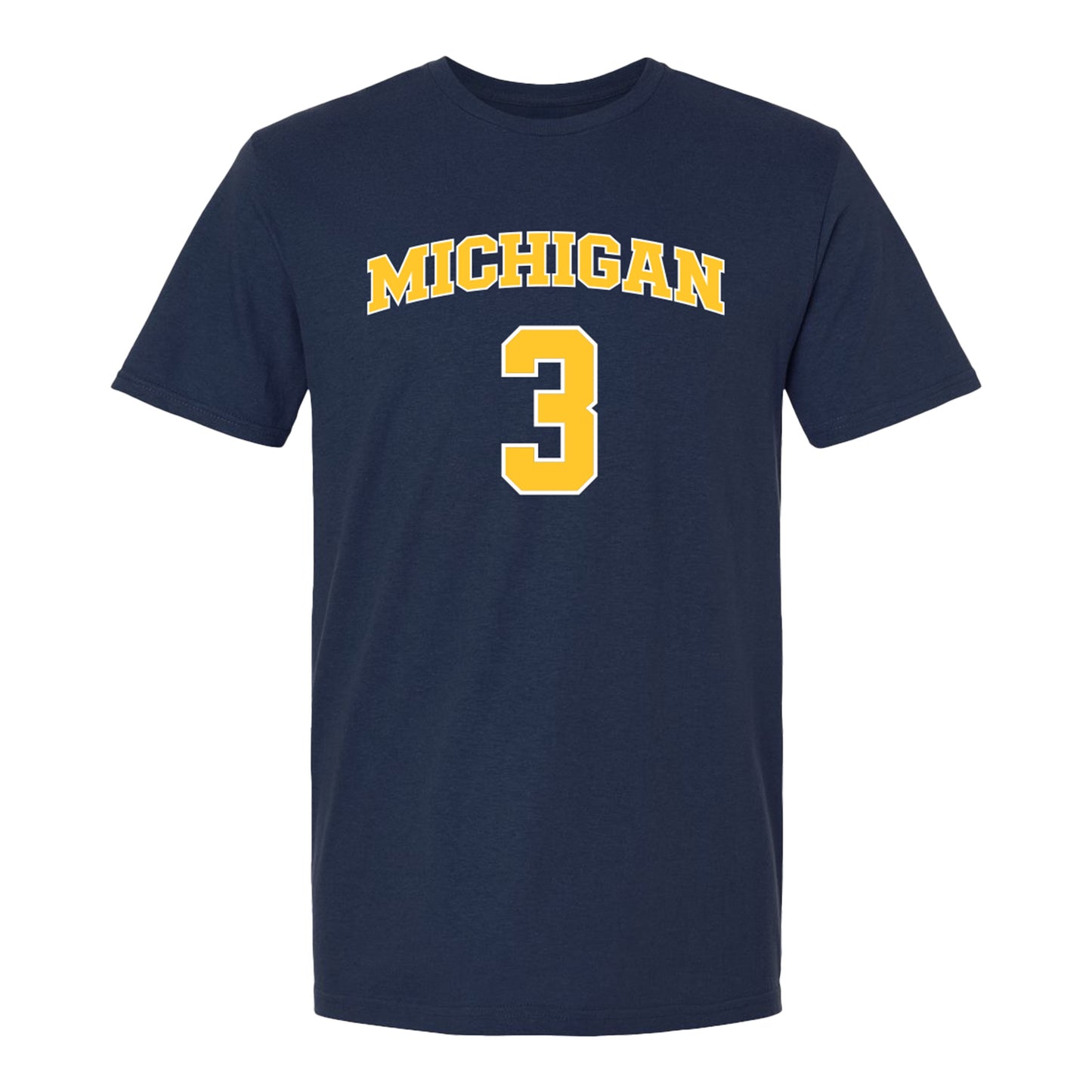 Michigan Wolverines Women's Basketball Student Athlete #3 Mila Holloway T-Shirt - Front View