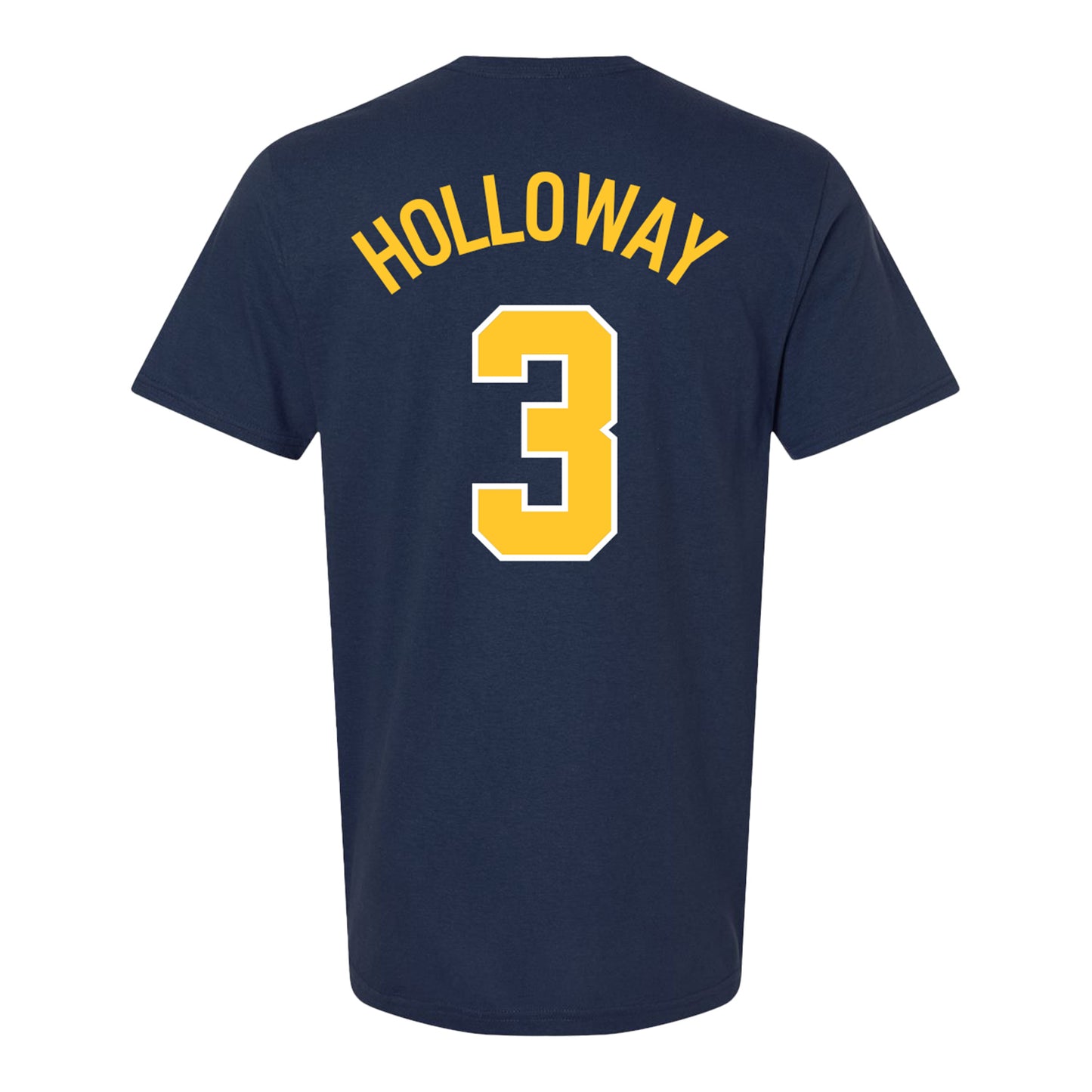 Michigan Wolverines Women's Basketball Student Athlete #3 Mila Holloway T-Shirt - Back View