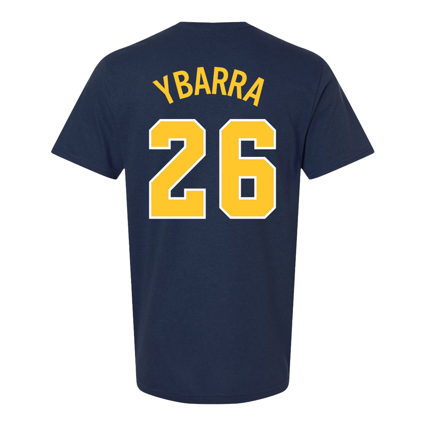 Michigan Wolverines Baseball Student Athlete #26 Jeter Ybarra T-Shirt In Navy - Back View
