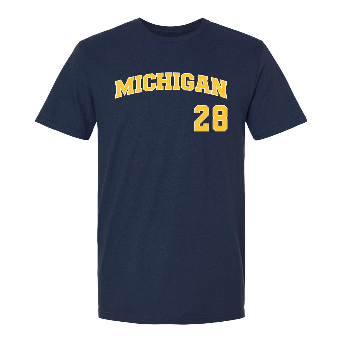 Michigan Wolverines Baseball Student Athlete #28 Cade Ladehoff T-Shirt In Navy - Front View