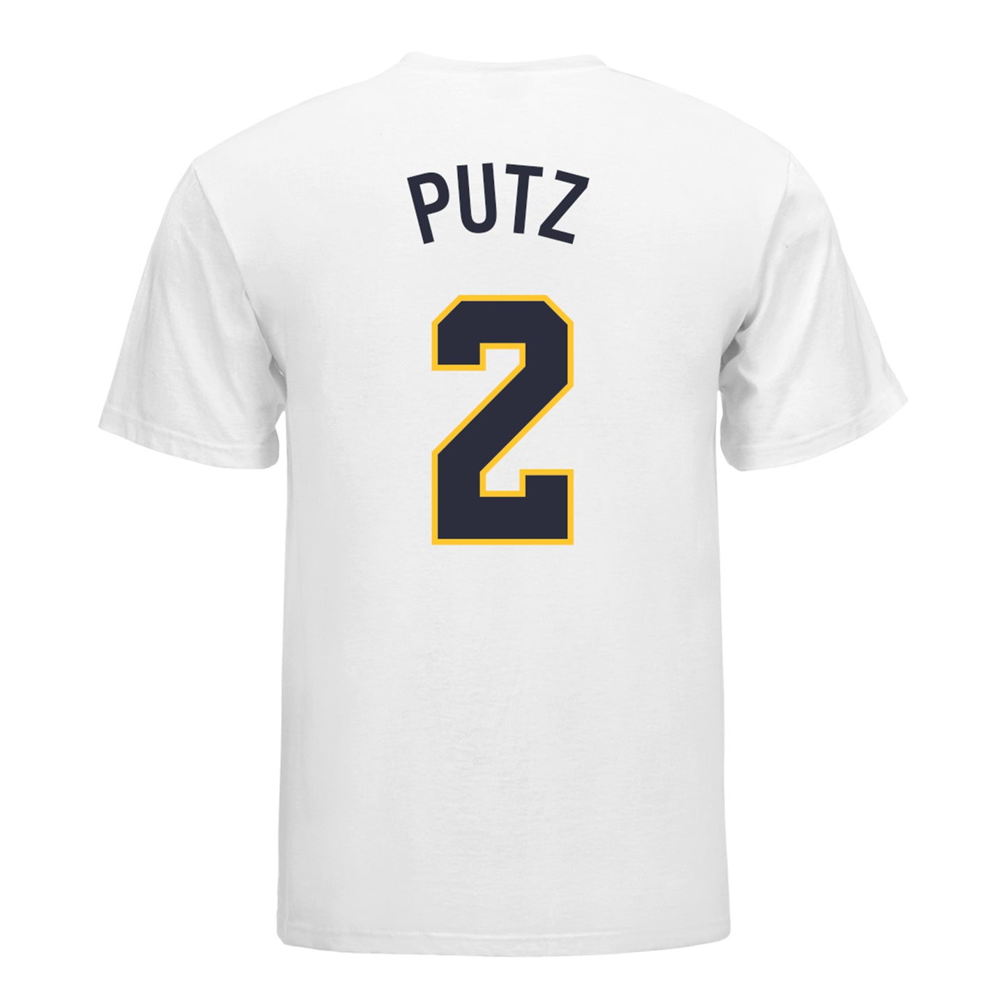 Michigan Wolverines Softball Student Athlete #2 Lauren Putz T-Shirt In White - Back View
