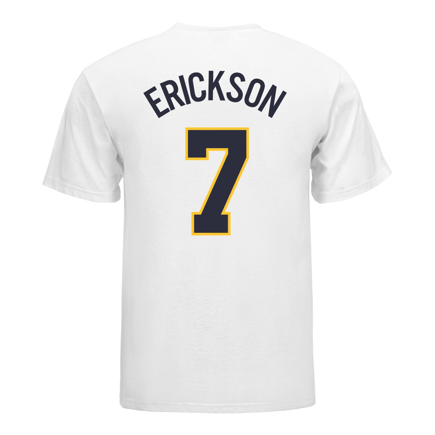 Michigan Wolverines Softball Student Athlete #7 Maddie Erickson T-Shirt In White - Back View