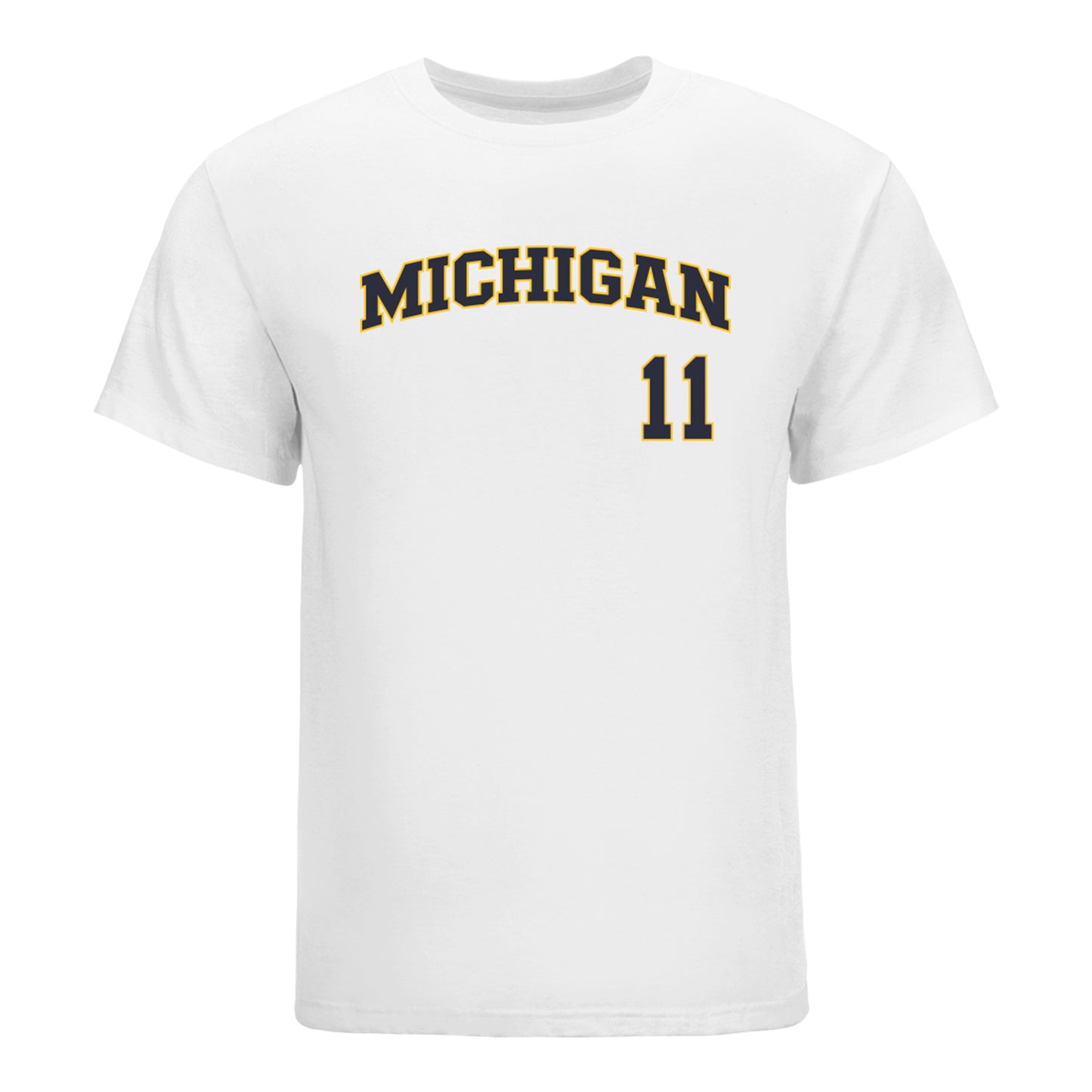 Michigan Wolverines Softball Student Athlete #11 Erin Hoehn T-Shirt In White - Front View