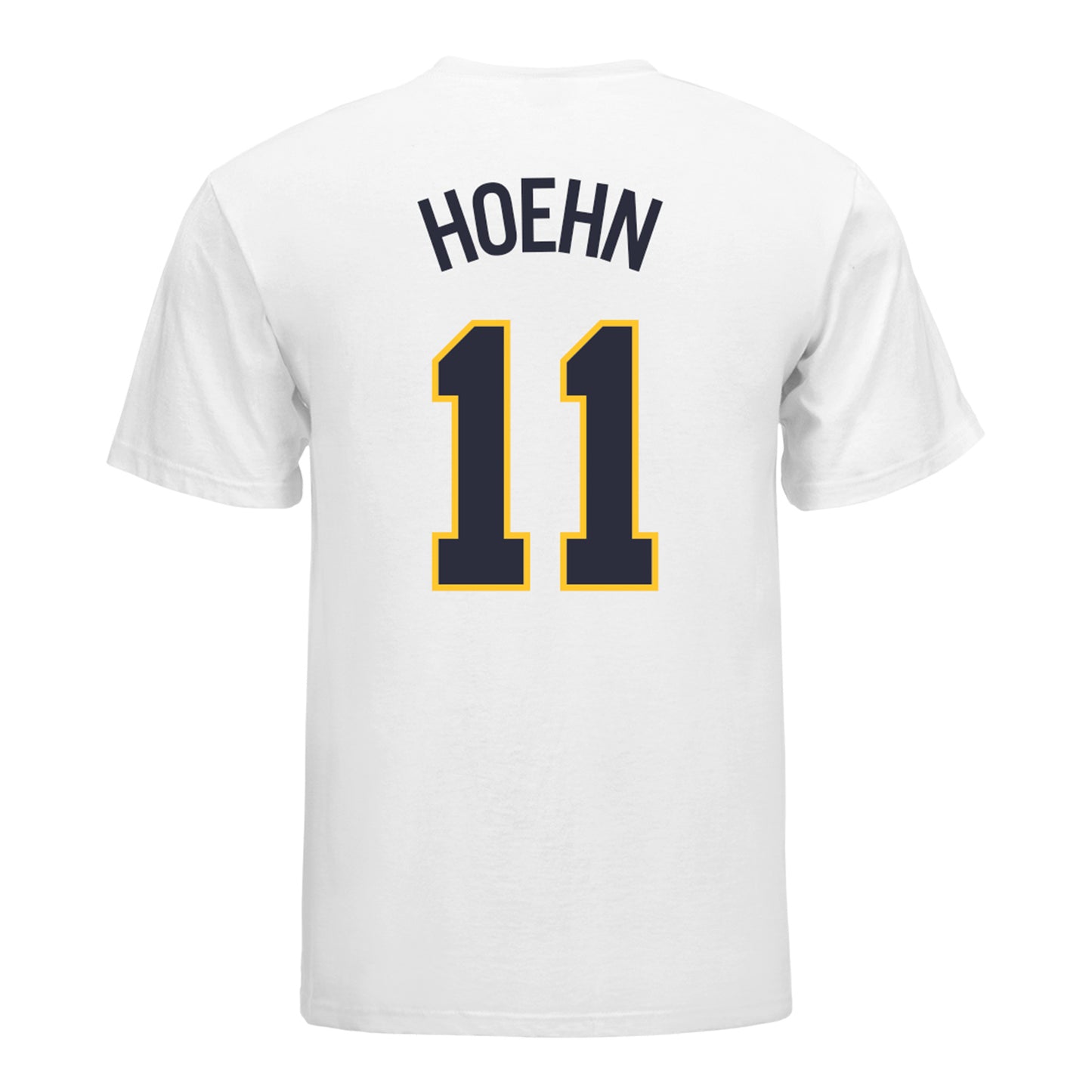 Michigan Wolverines Softball Student Athlete #11 Erin Hoehn T-Shirt In White - Back View