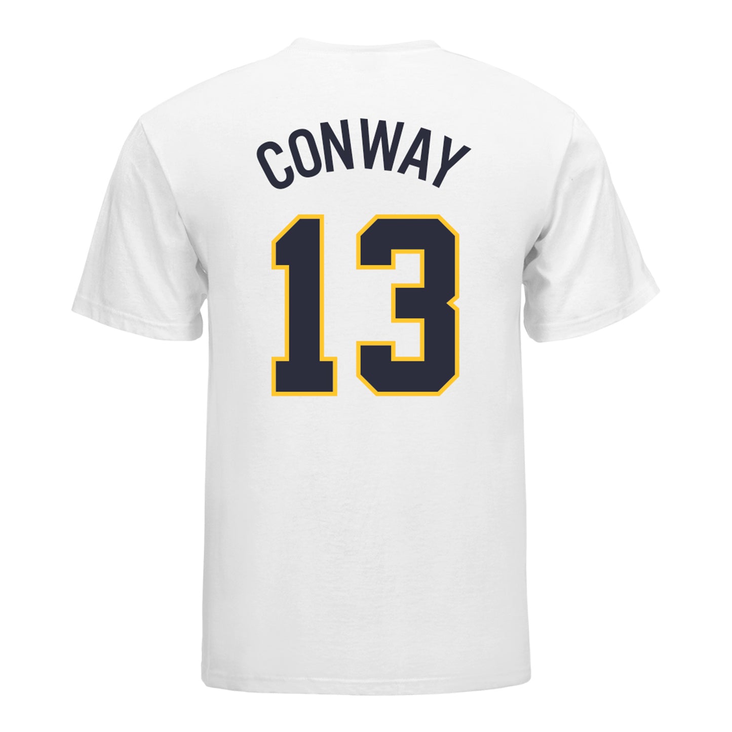 Michigan Wolverines Softball Student Athlete #13 Jenissa Conway T-Shirt In White - Back View