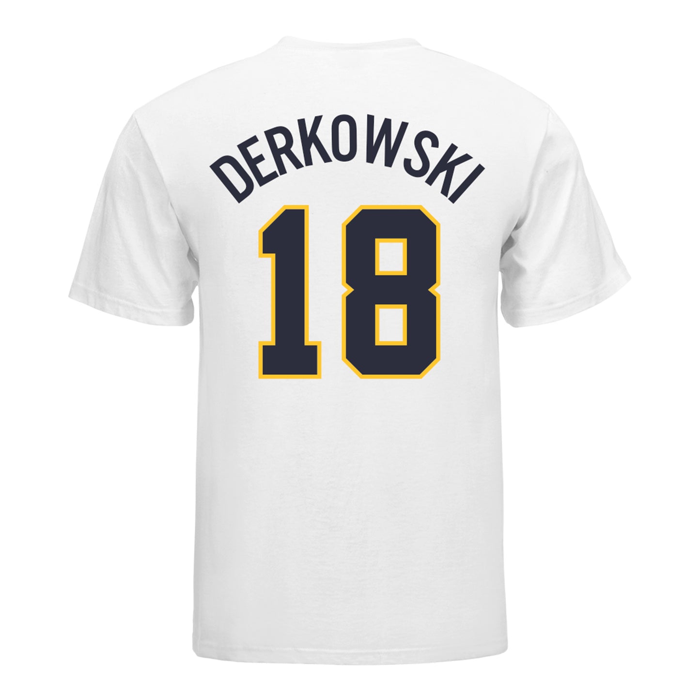 Michigan Wolverines Softball Student Athlete #18 Lauren Derkowski T-Shirt In White - Back View