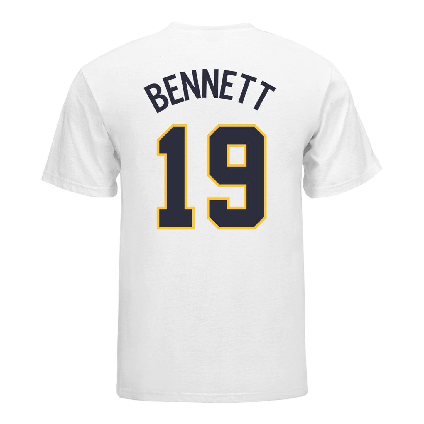 Michigan Wolverines Softball Student Athlete #19 Reganne Bennett T-Shirt In White - Back View