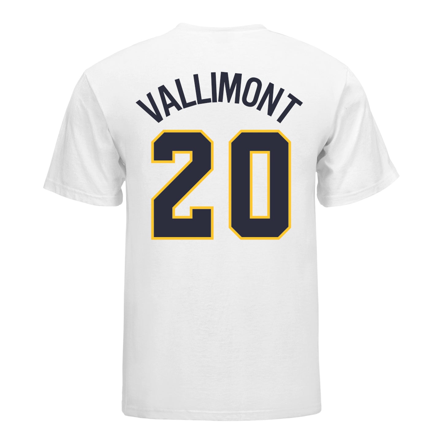 Michigan Wolverines Softball Student Athlete #20 Lilly Vallimont T-Shirt In White - Back View