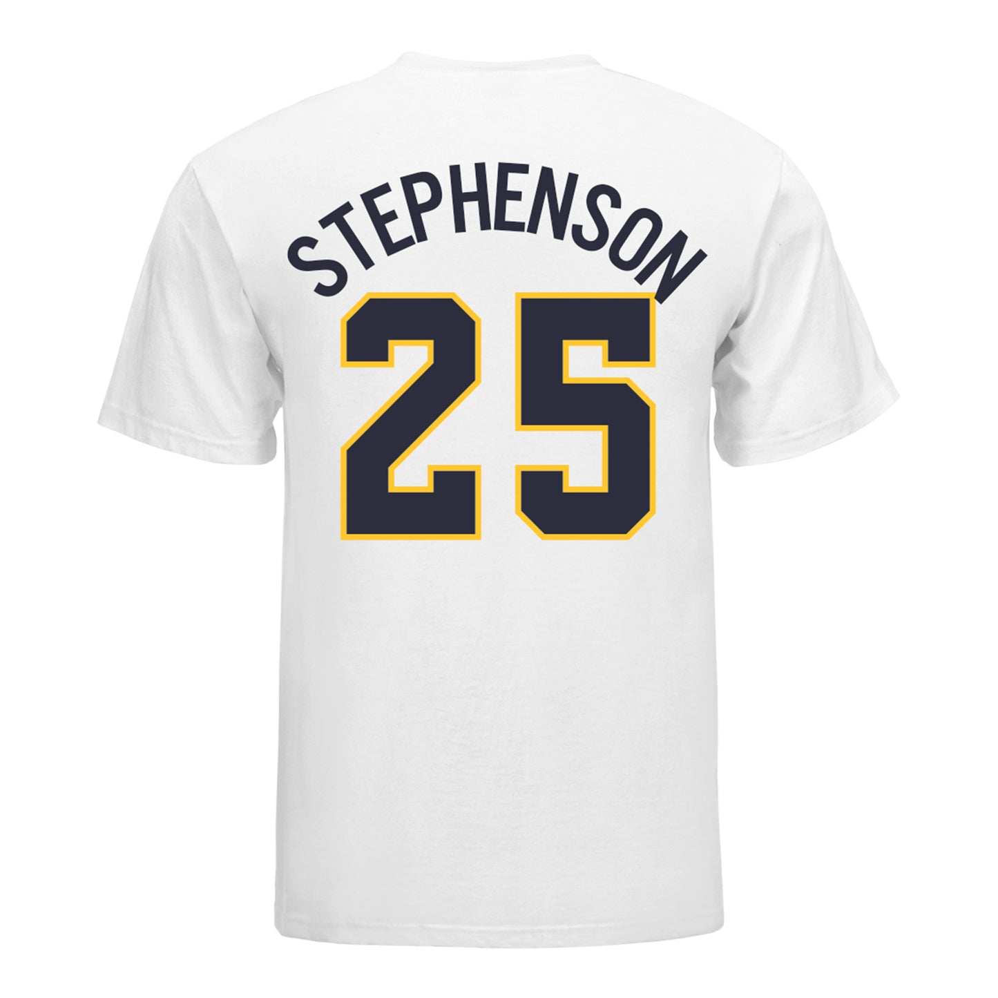 Michigan Wolverines Softball Student Athlete #25 Ella Stephenson T-Shirt In White - Back View